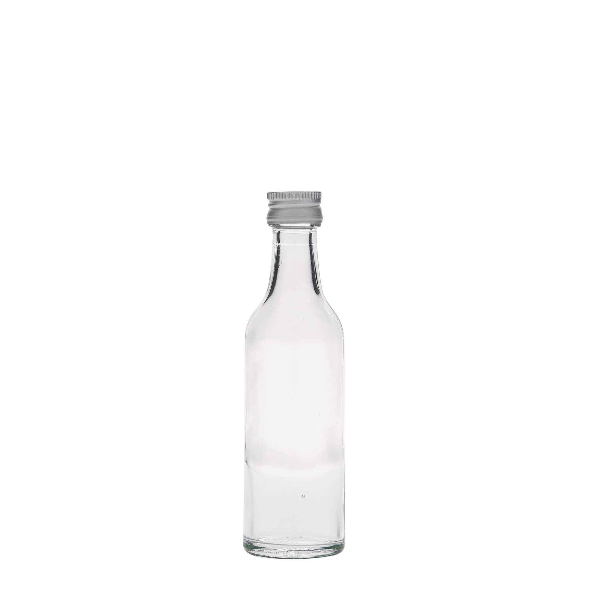 50 ml glasflaske med lige hals, åbning: PP 18 50 ml glasflaske med lige hals, åbning: PP 18