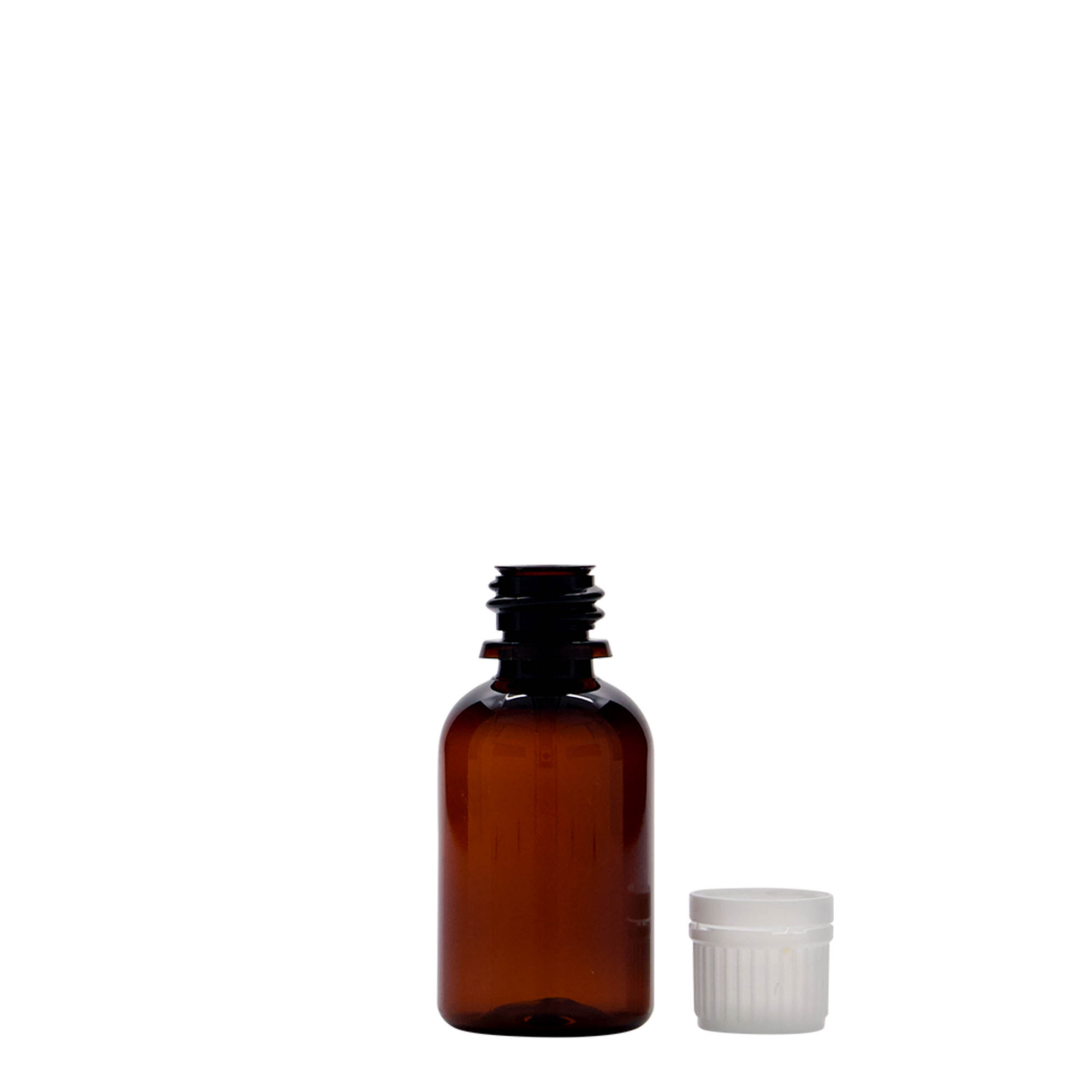 30 ml PET-medicinflaske 'Easy Living', brun, plastik, åbning: DIN 18