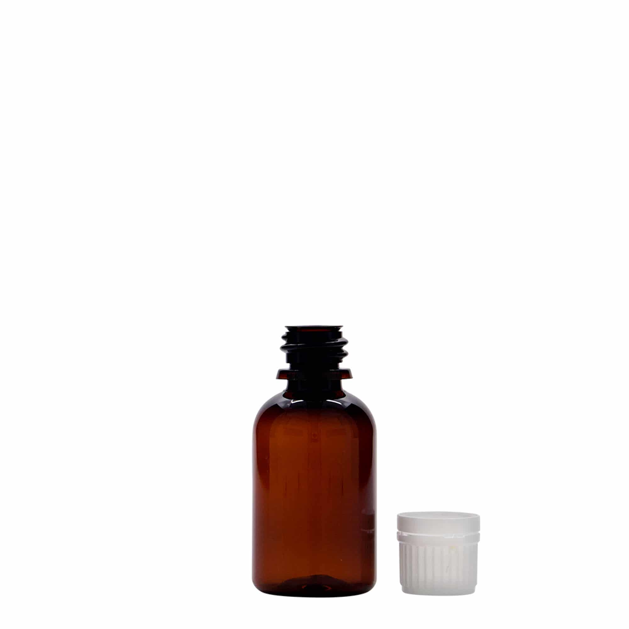 30 ml PET-medicinflaske »Easy Living«, brun, plastik, åbning: DIN 18