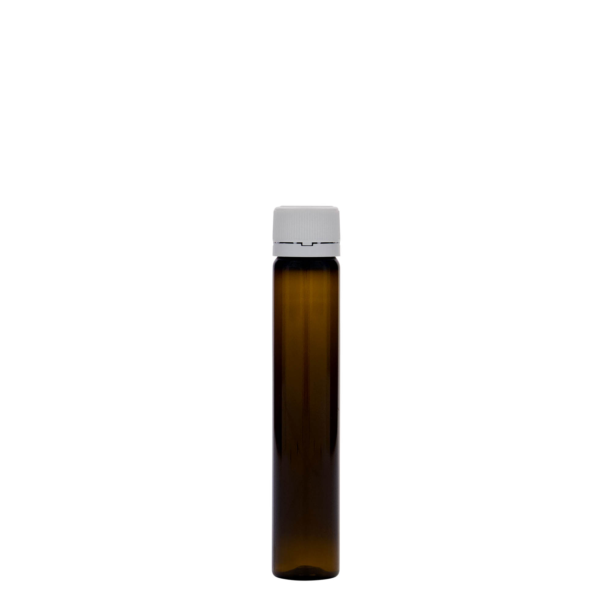 25 ml PET-rør, plast, brun, åbning: skruelåg