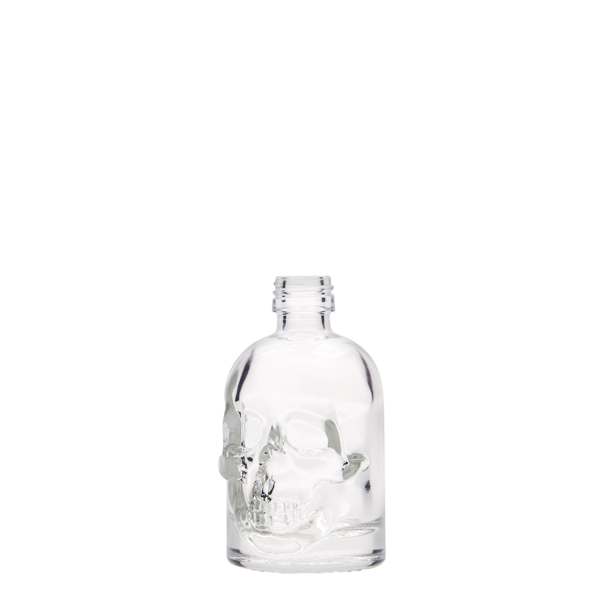 50 ml glasflaske 'Dødningehoved', åbning: PP 18 50 ml glasflaske 'Dødningehoved', åbning: PP 18