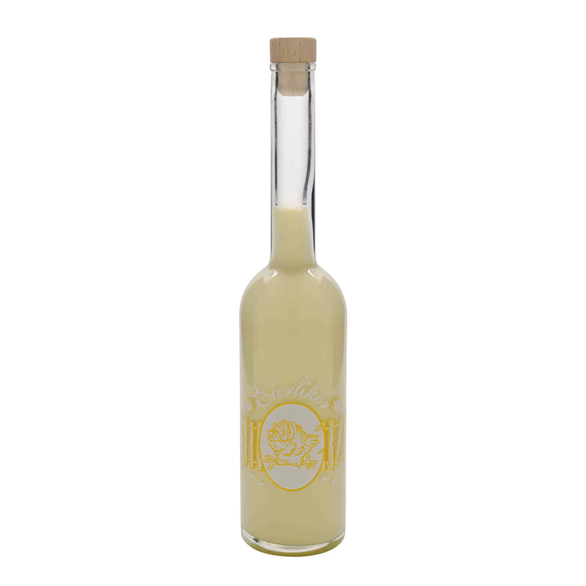 500 ml glasflaske 'Opera', motiv: æggelikør, munding: kork