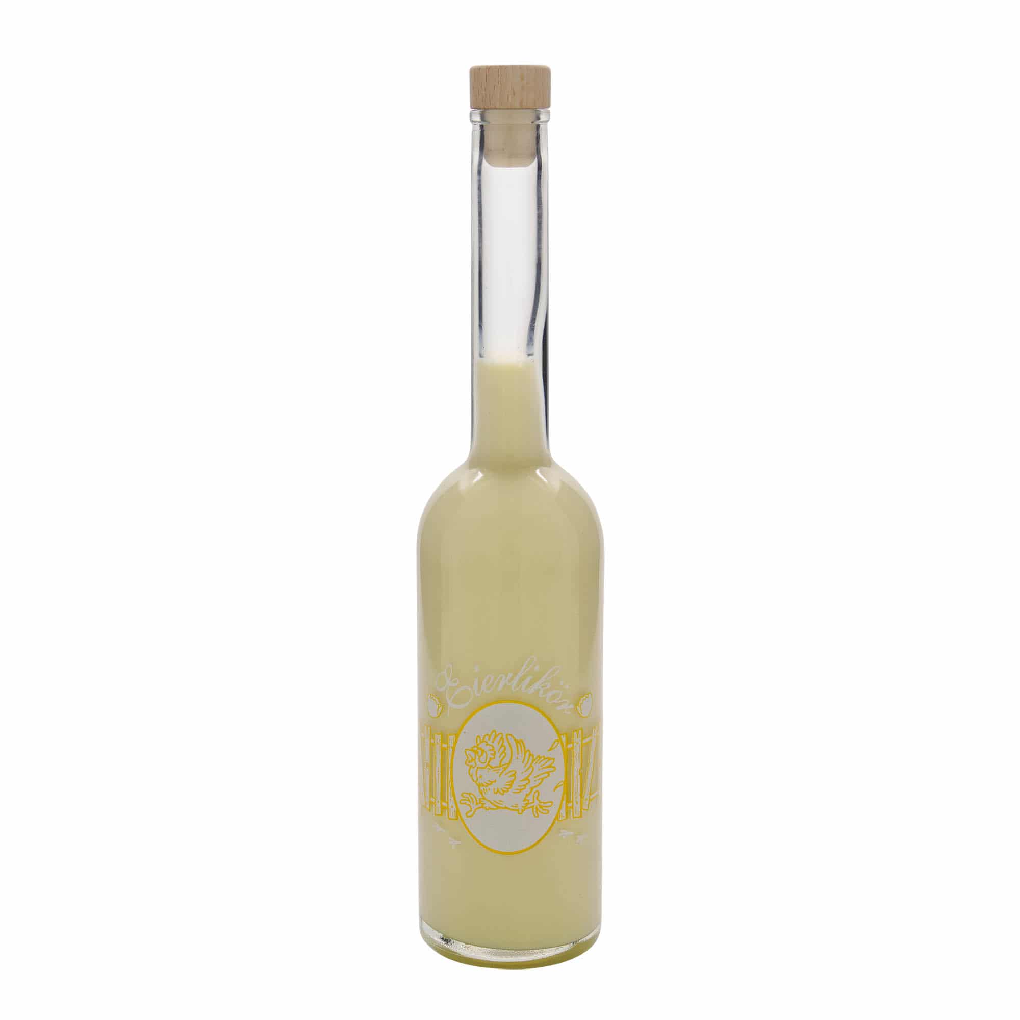 500 ml glasflaske 'Opera', motiv: æggelikør, munding: kork