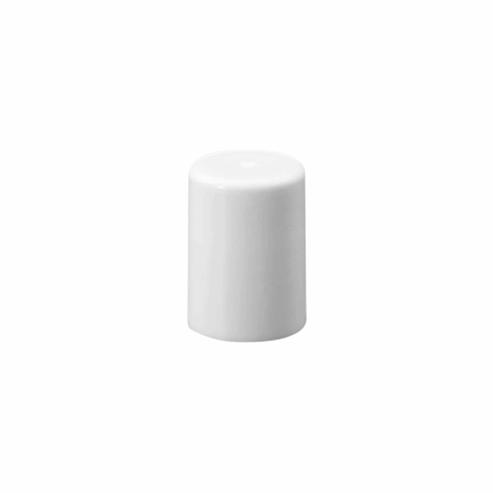 Hætte til 10 ml roll-on-flaske, PP-plast, hvid, til åbning: Skruelåg Hætte til 10 ml roll-on-flaske, PP-plast, hvid, til åbning: Skruelåg