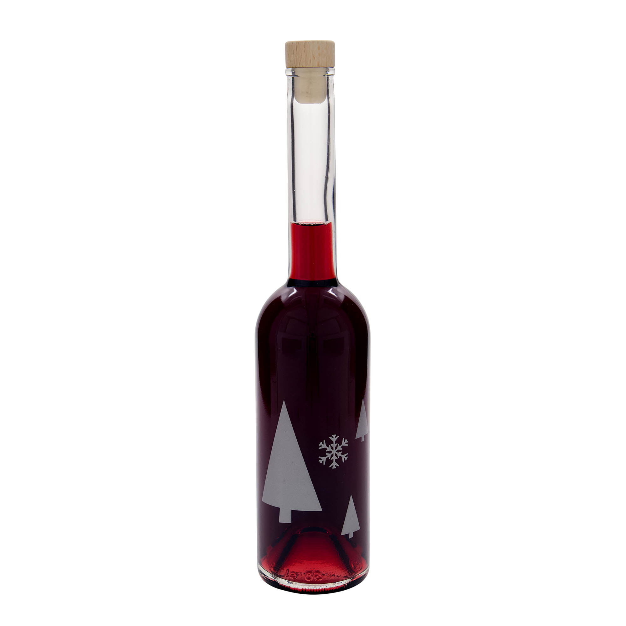 500 ml glasflaske 'Opera', motiv: snefnug, munding: kork