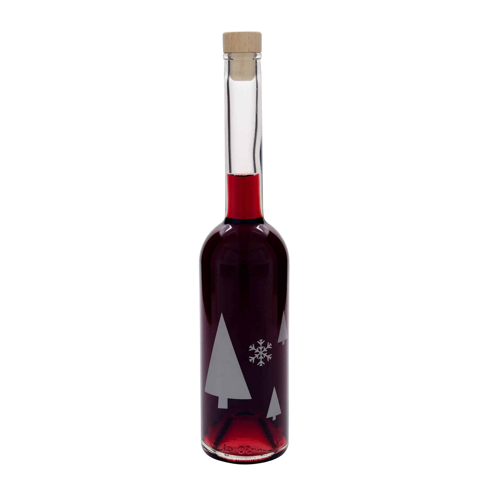 500 ml glasflaske 'Opera', motiv: snefnug, munding: kork