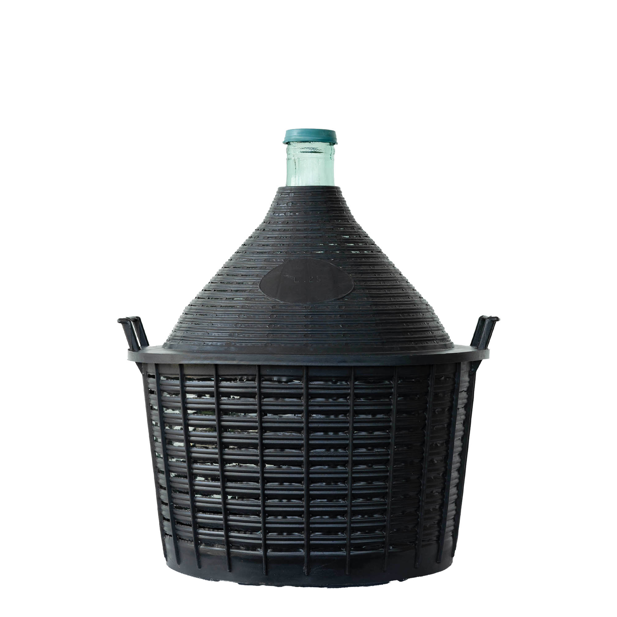 25 l ballonflaske med smal hals, glas, åbning: påklipsningslåg 25 l ballonflaske med smal hals, glas, åbning: påklipsningslåg