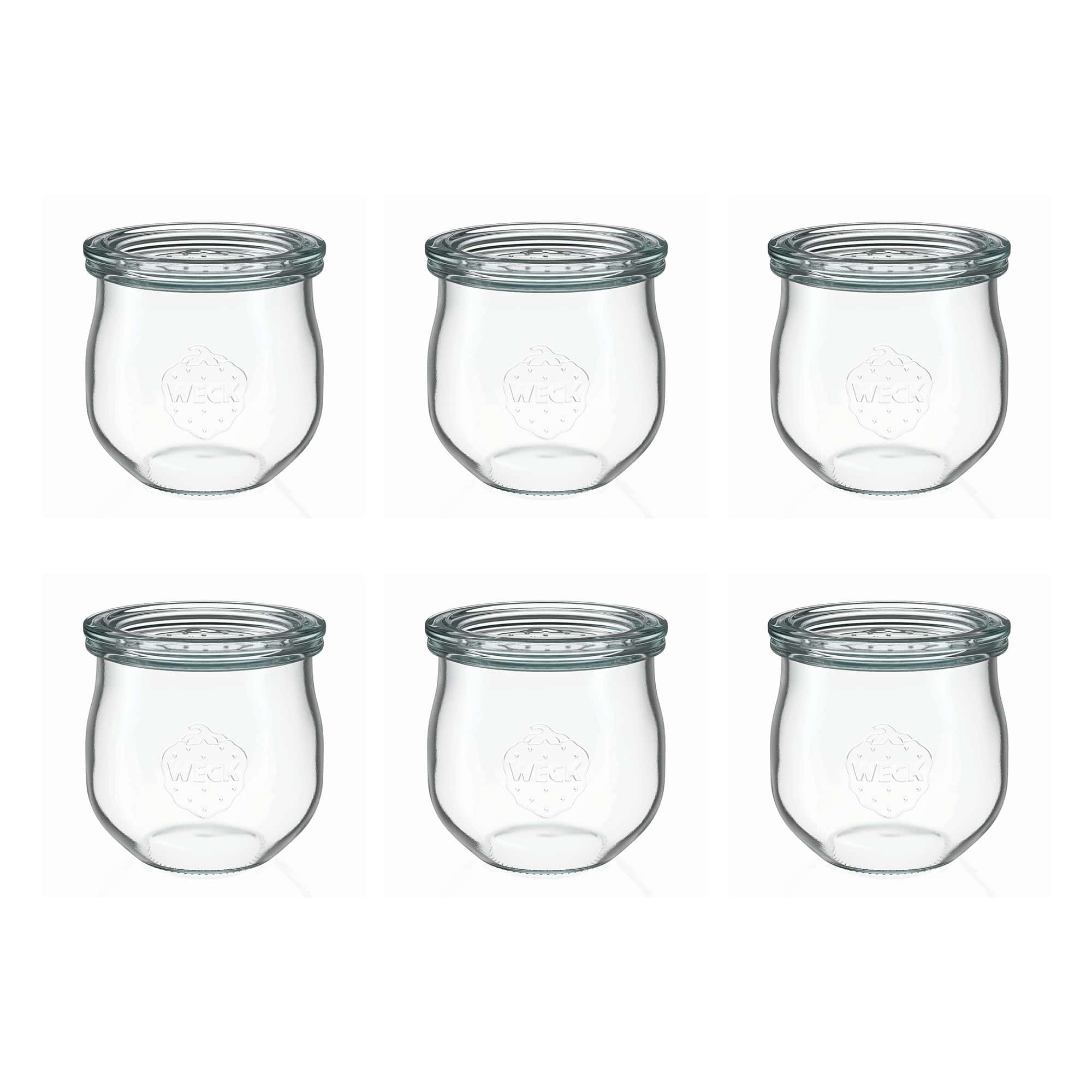 6x 370 ml WECK-tulipanglas med glaslåg RR 80