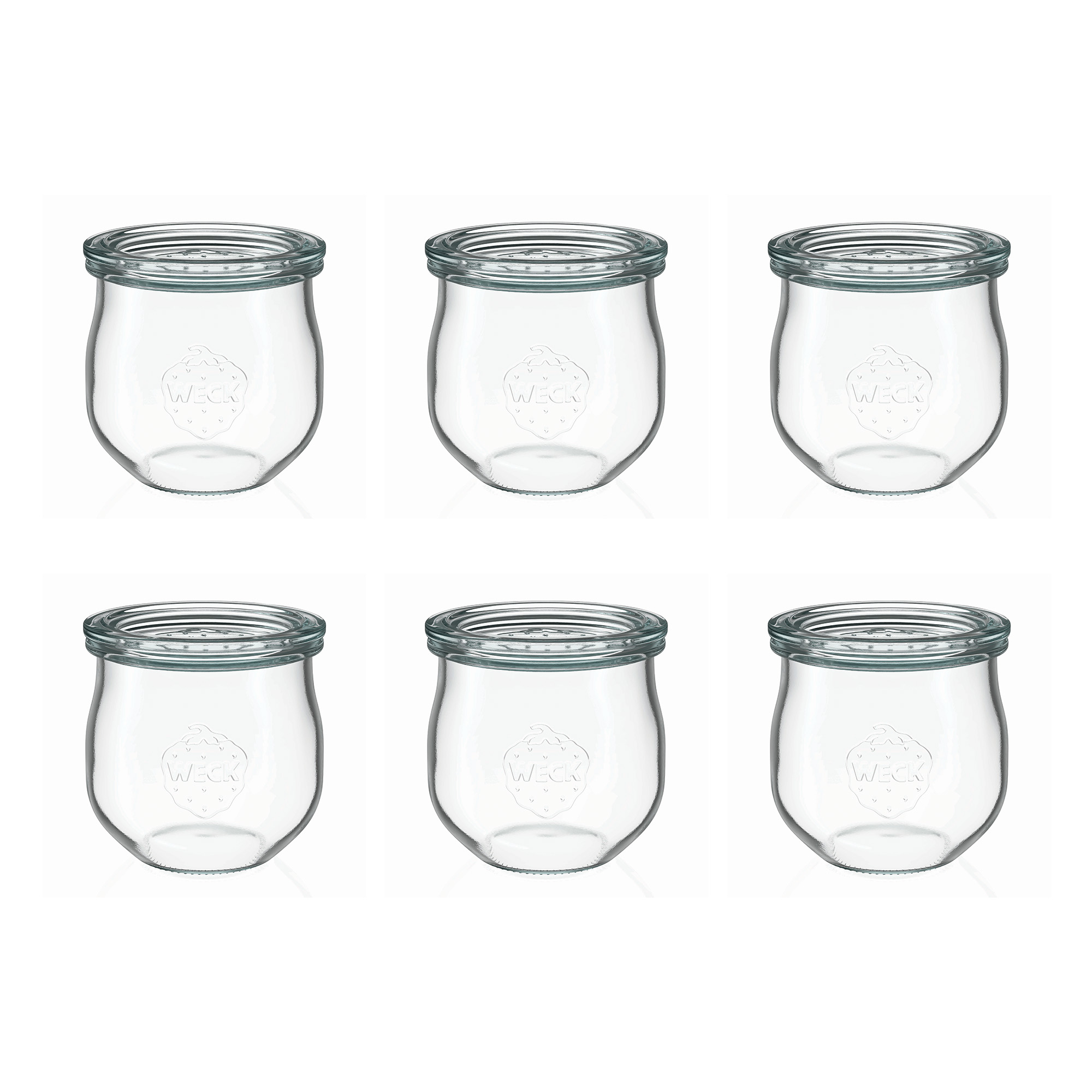 6x 370 ml WECK-tulipanglas med glaslåg RR 80