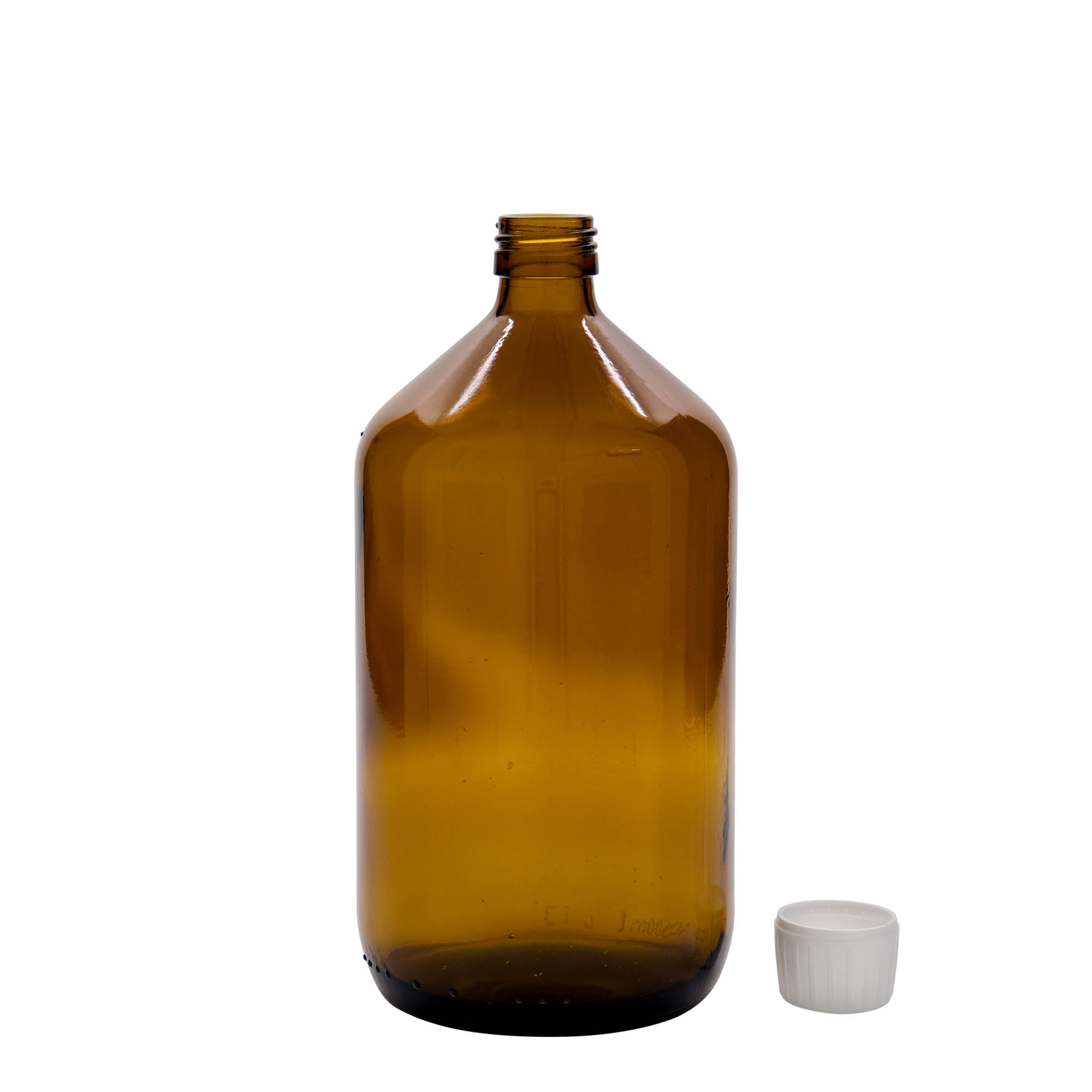 1.000 ml medicinflaske, brun, glas, åbning: PP 28