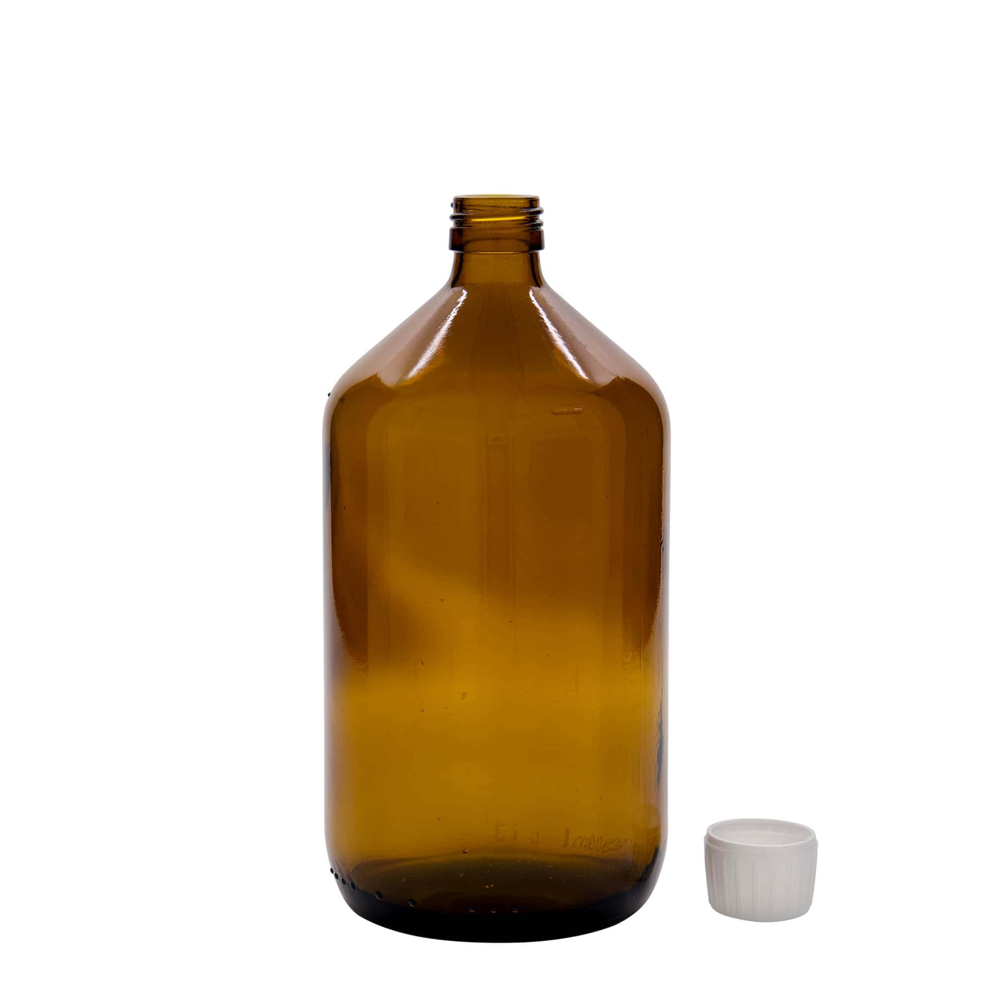 1.000 ml medicinflaske, brun, glas, åbning: PP 28
