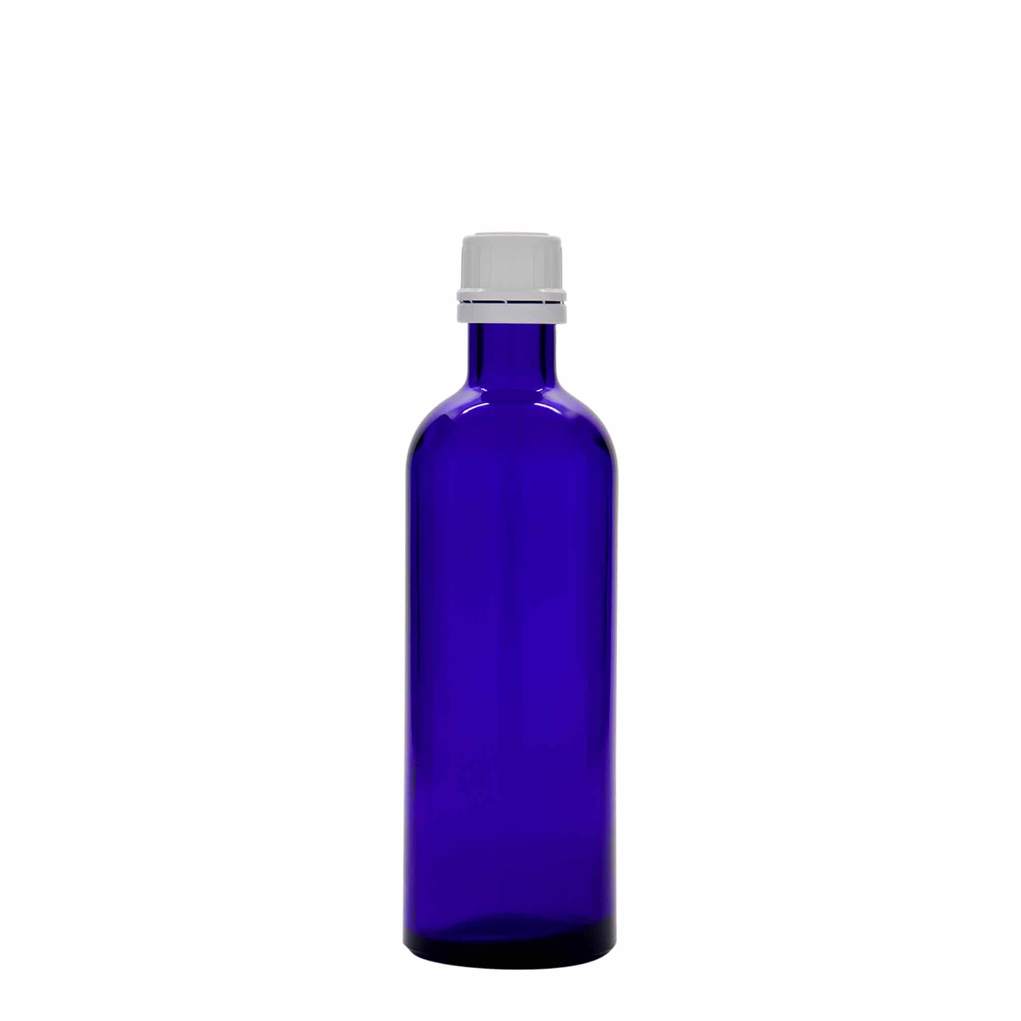 200 ml medicinflaske, glas, kongeblå, åbning: DIN 22