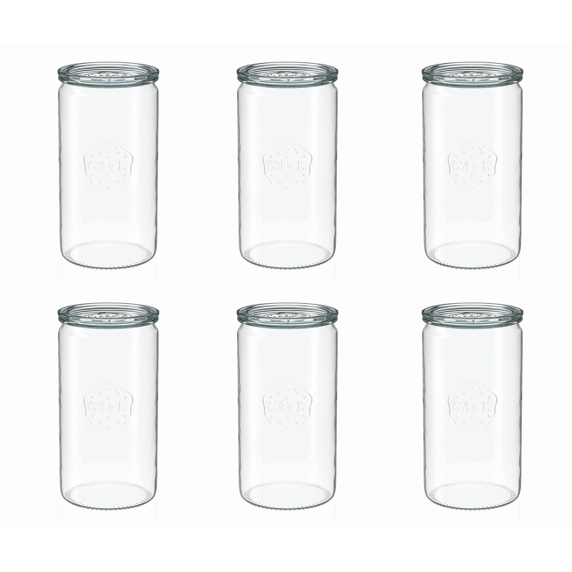 6x 1575 ml WECK-cylinderglas med glaslåg RR 100