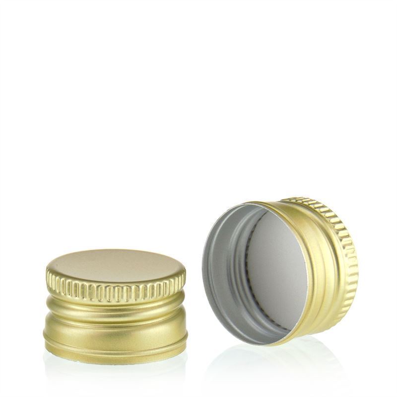 Skruelåg, metal, guld, til åbning: PP 28 Skruelåg, metal, guld, til åbning: PP 28