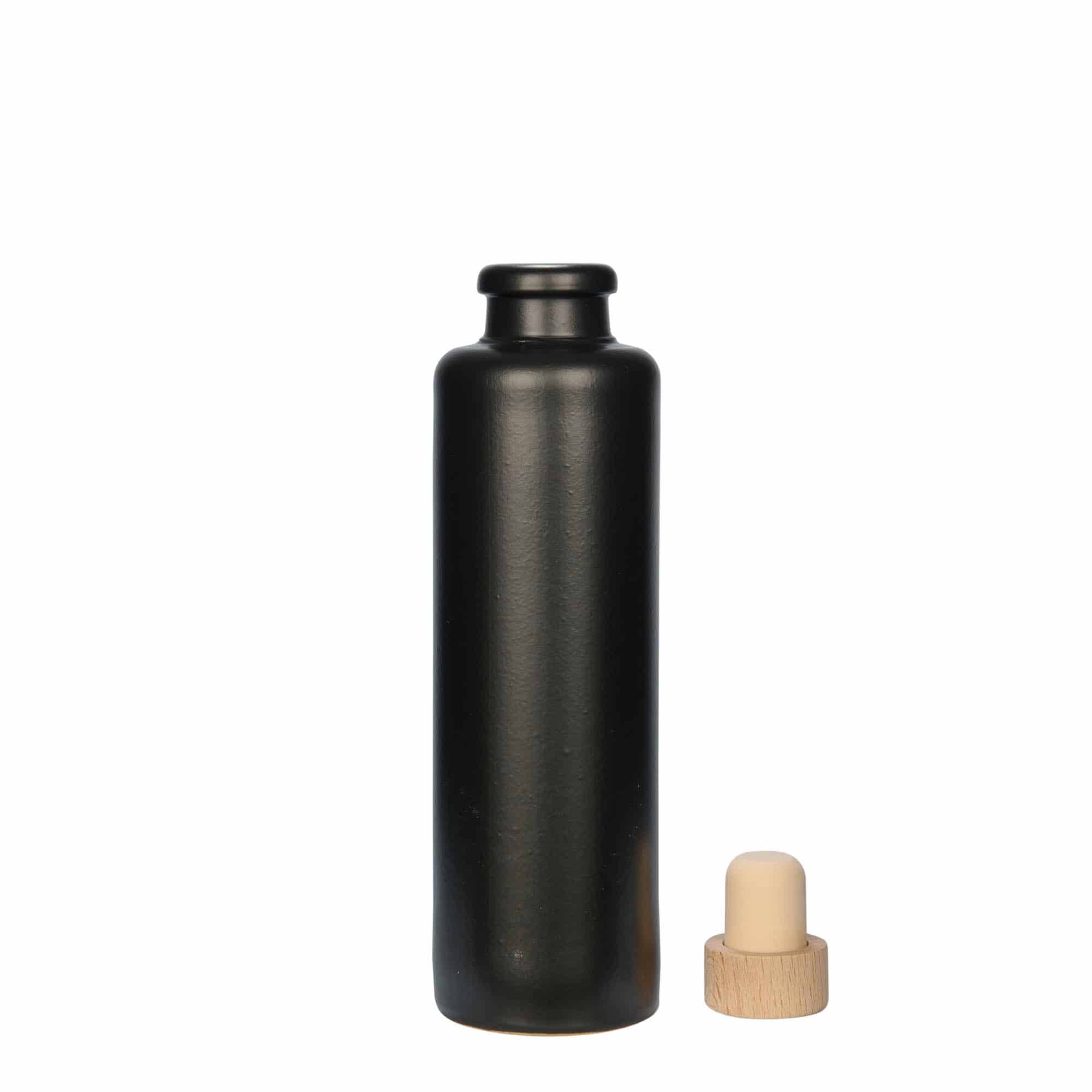 200 ml tonkrukke, stentøj, sort, munding: kork