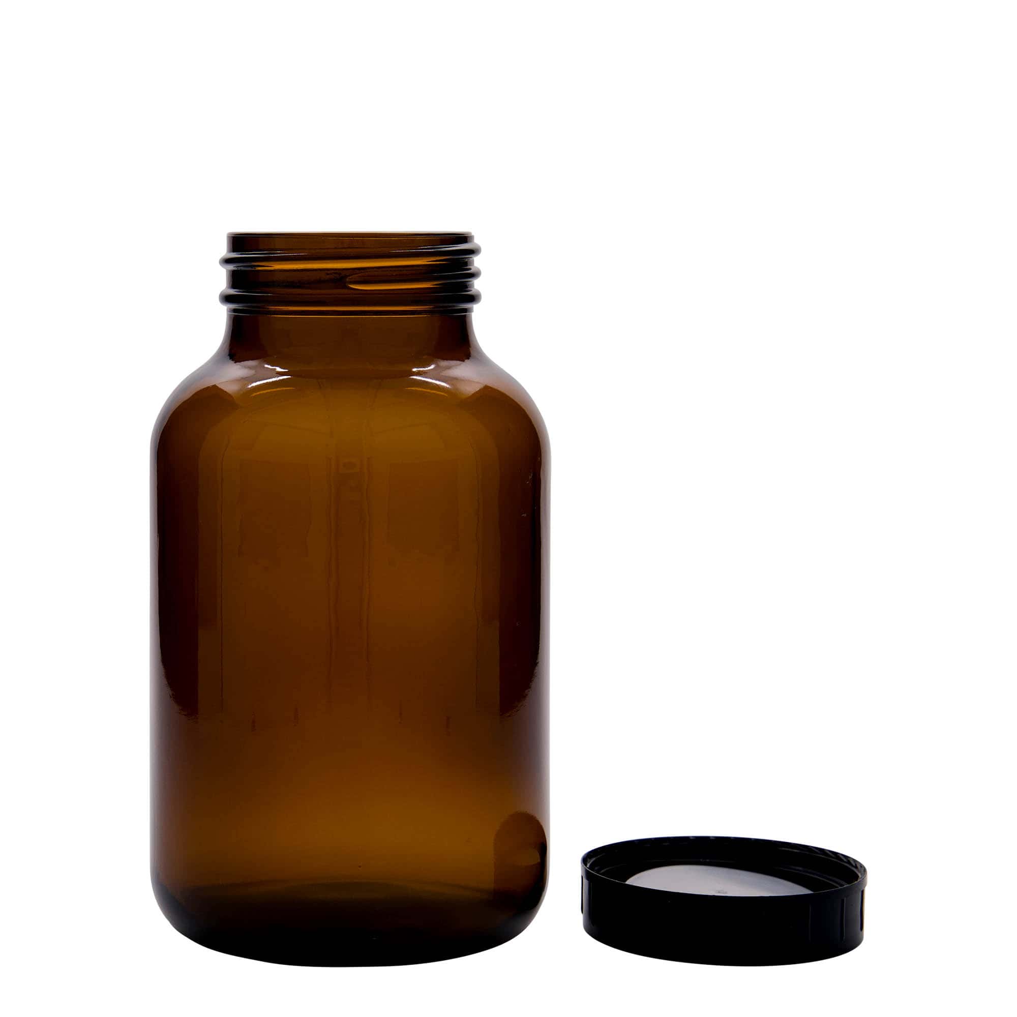 1.000 ml bredhalset glas, brun, åbning: DIN 68