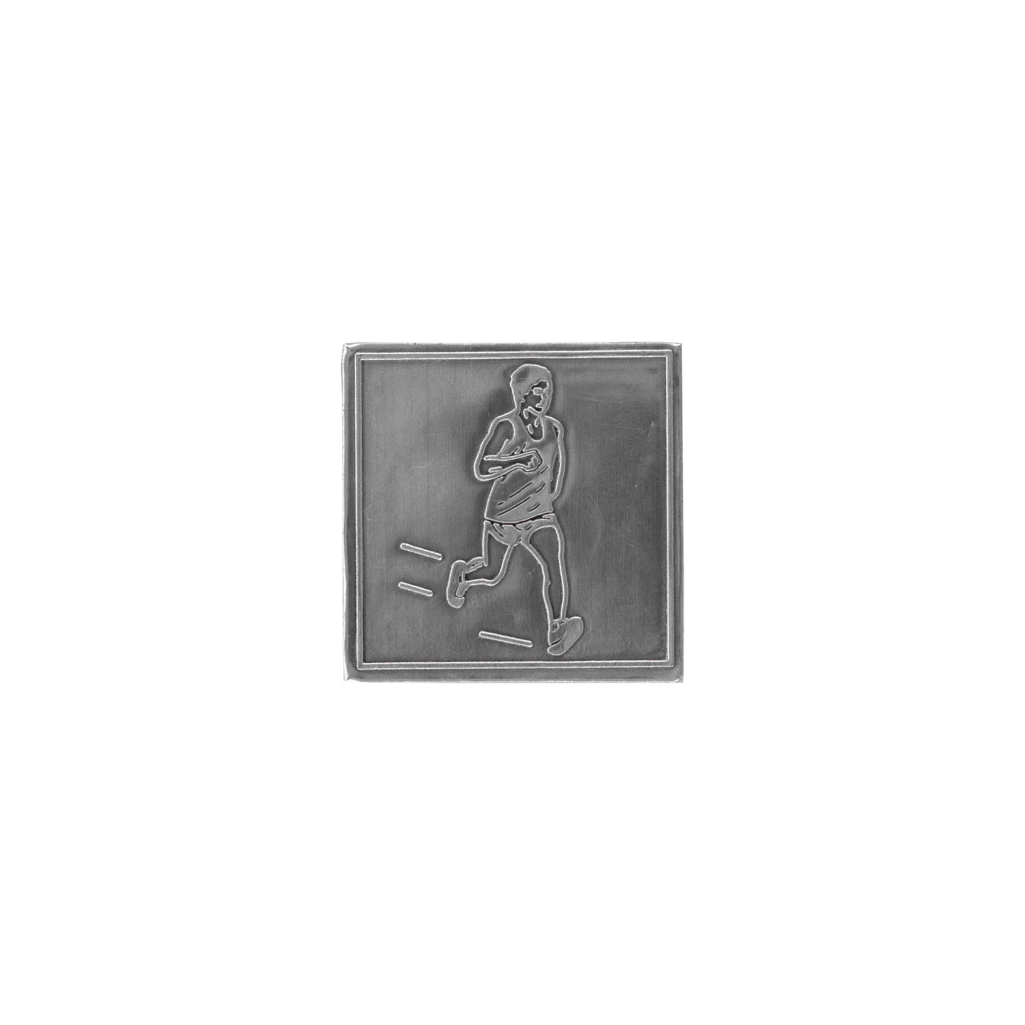 Tinlabel 'Jogger', kvadratisk, metal, sølv Tinlabel 'Jogger', kvadratisk, metal, sølv