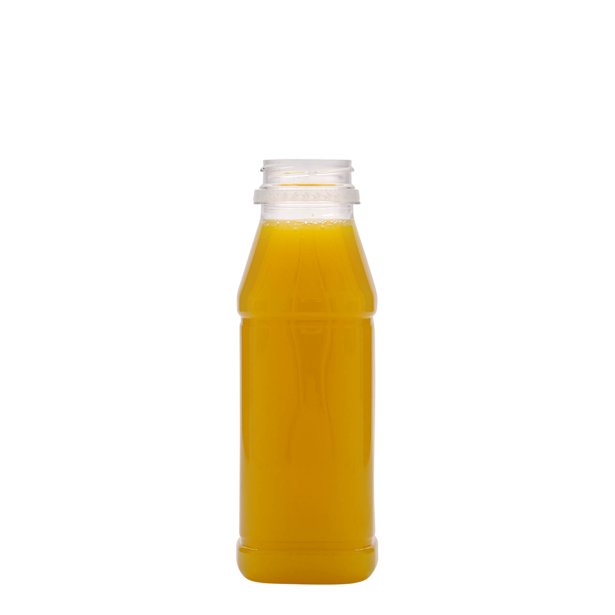 330 ml PET-flaske 'Milk and Juice Carré', firkantet, plastik, åbning: 38 mm