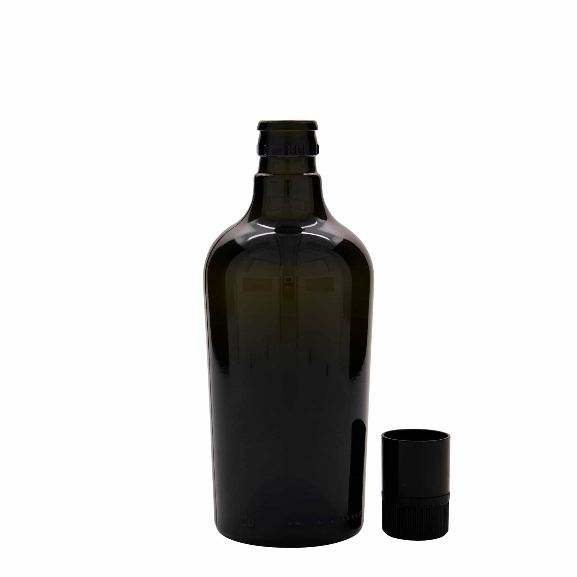 500 ml eddike-/olieflaske 'Oleum', glas, antikgrøn, åbning: DOP