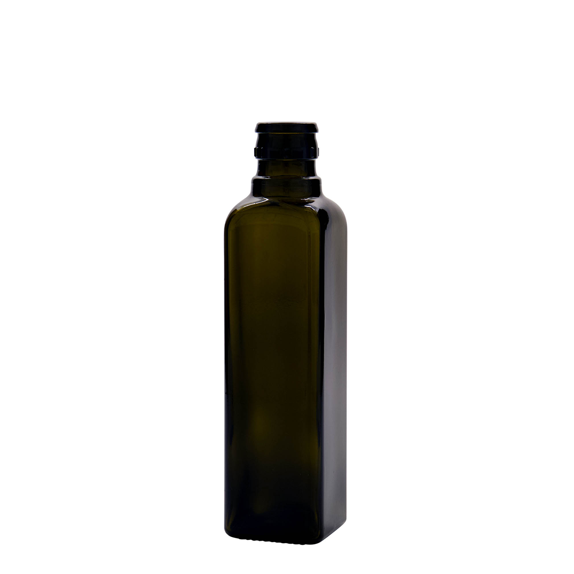 250 ml eddike-/olieflaske 'Quadra', glas, kvadratisk, antikgrøn, åbning: DOP
