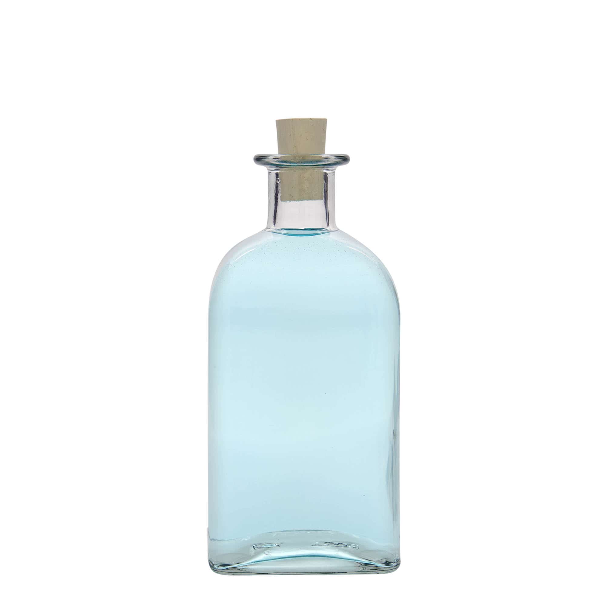 500 ml glasflaske apoteker 'Carré', kvadratisk, åbning: Kork