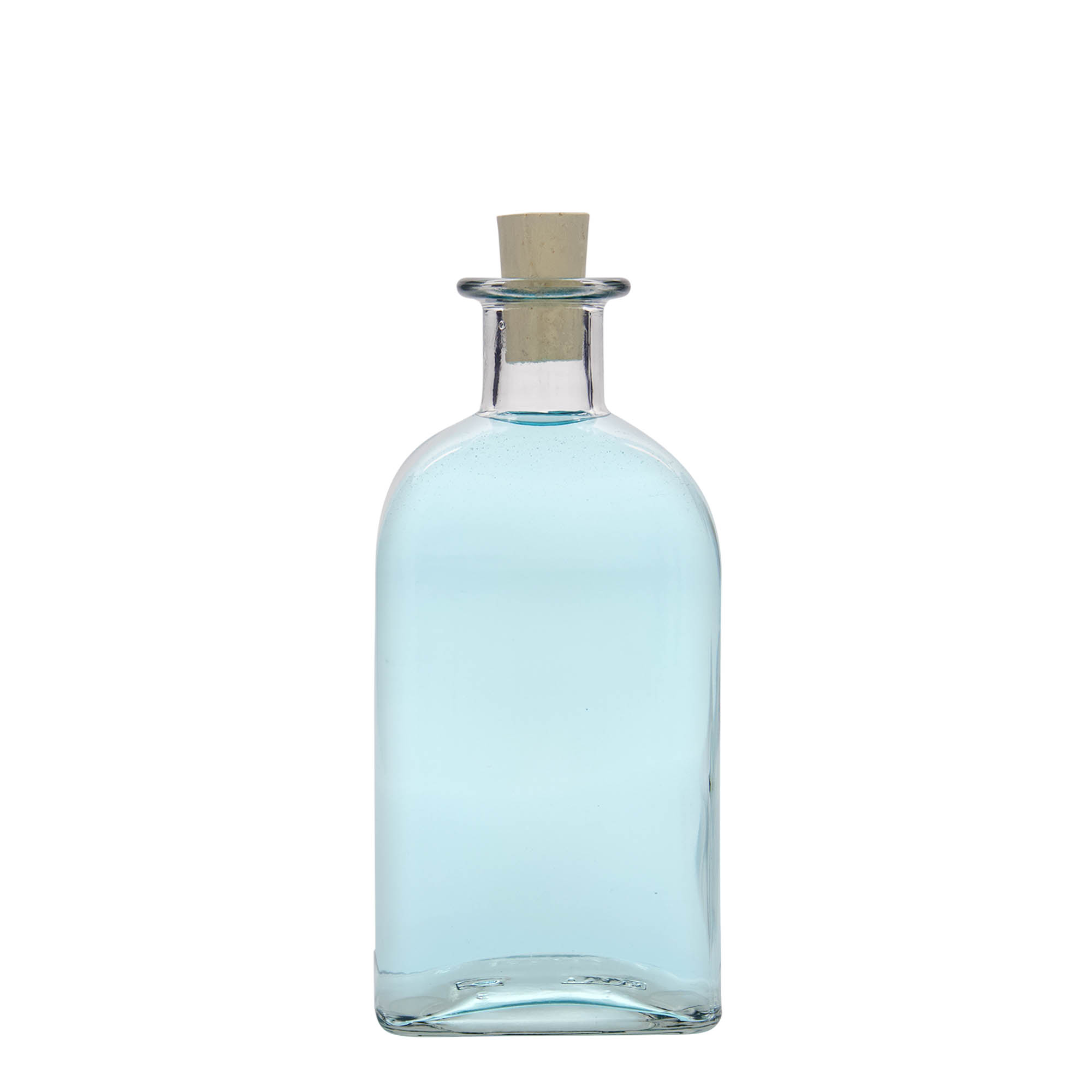 500 ml glasflaske Apotheker Carré, firkantet, åbning: kork