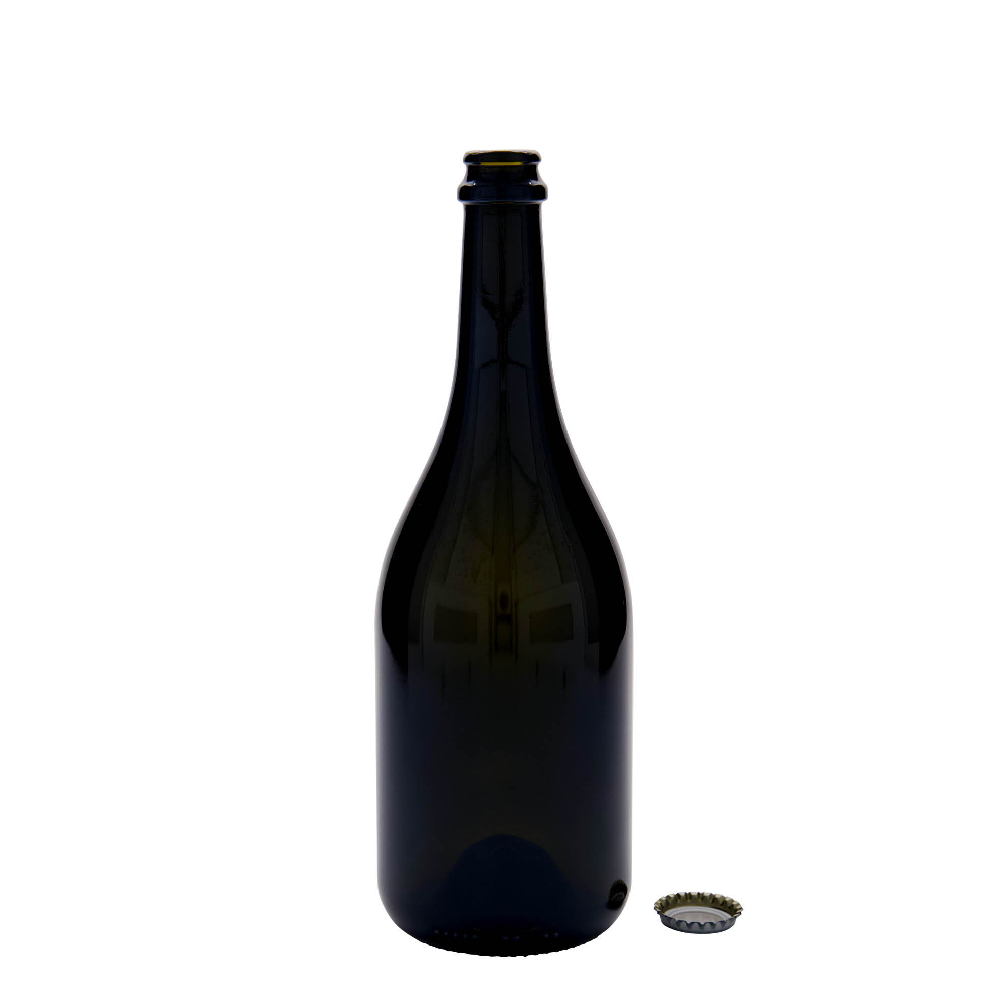 750 ml ølflaske 'Horta', glas, antikgrøn, åbning: kapsel 750 ml ølflaske 'Horta', glas, antikgrøn, åbning: kapsel