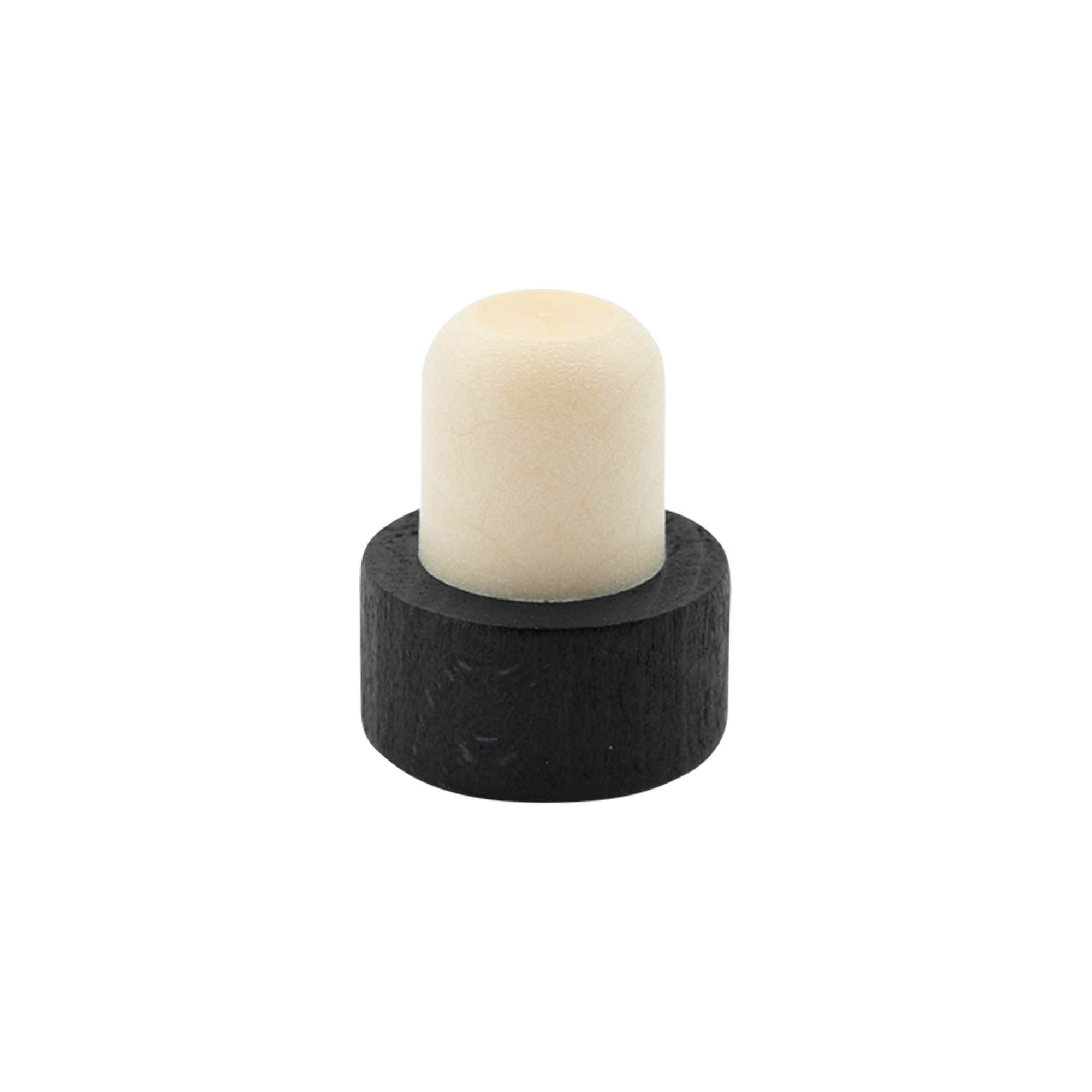 Grebskork 19 mm, træ/plast, sort, til munding: kork