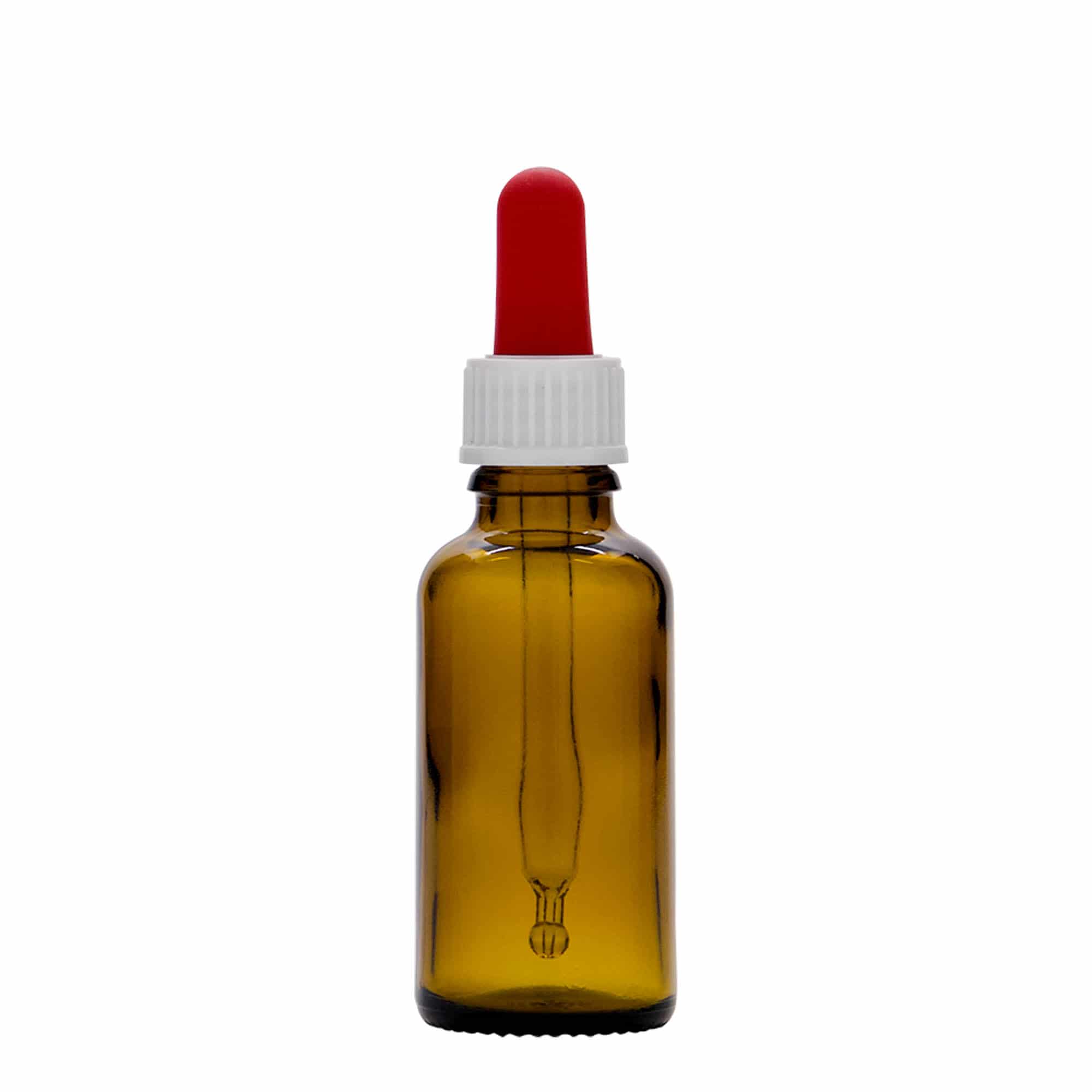 30 ml pipetteflaske medicin, glas, brun, munding: DIN 18