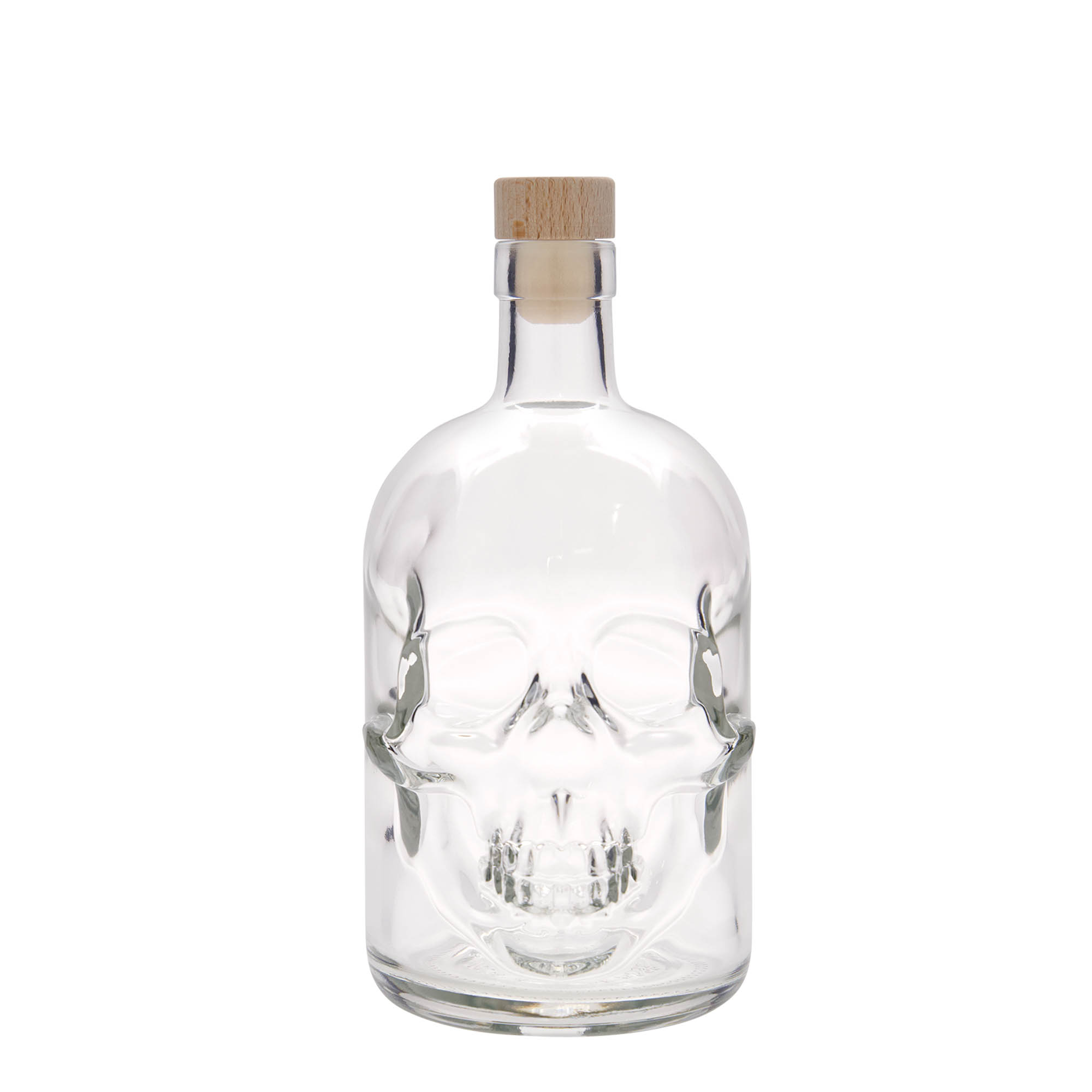 700 ml glasflaske »Dødningehoved«, åbning: kork