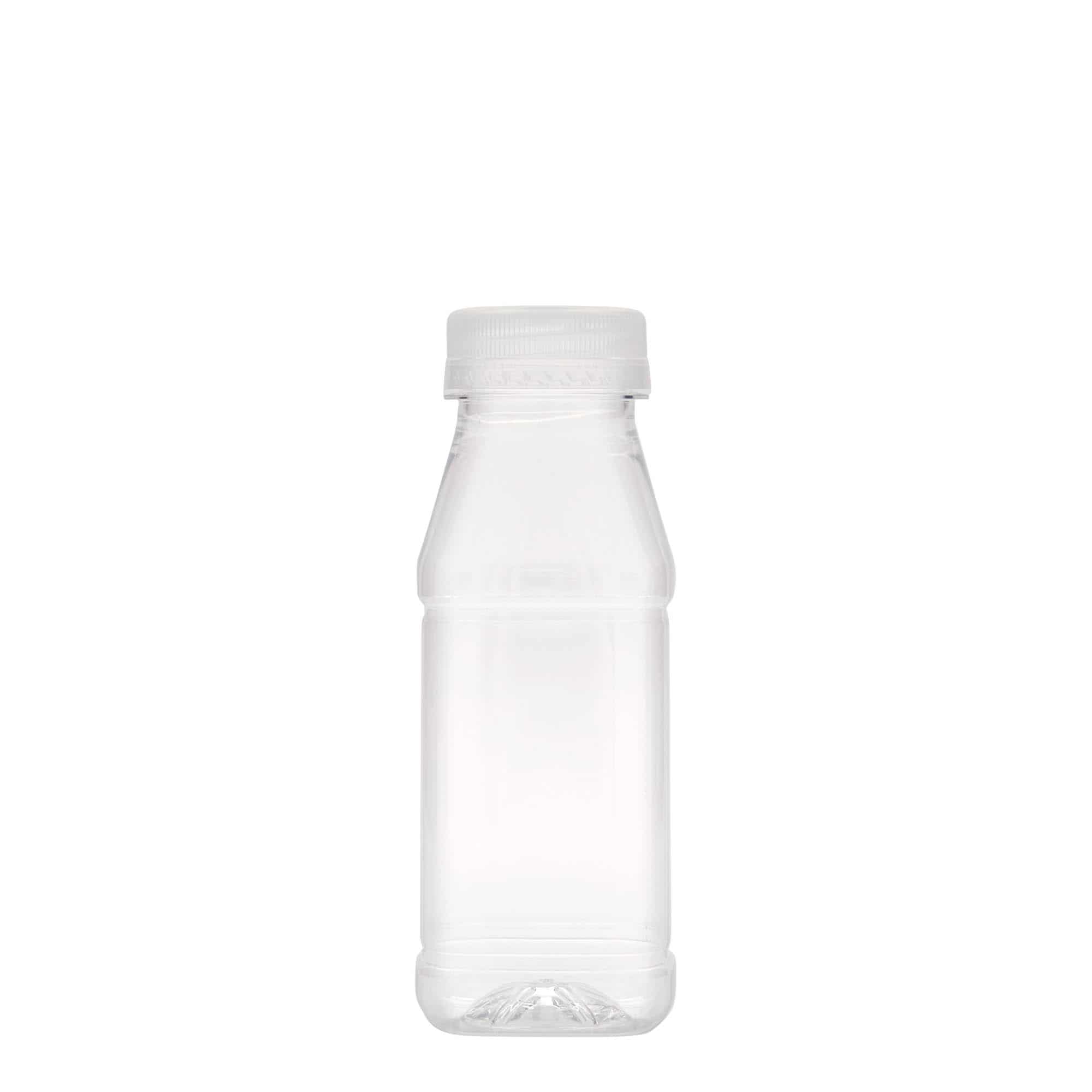 250 ml PET-flaske 'Milk and Juice Carré', kvadratisk, plast, åbning: 38 mm
