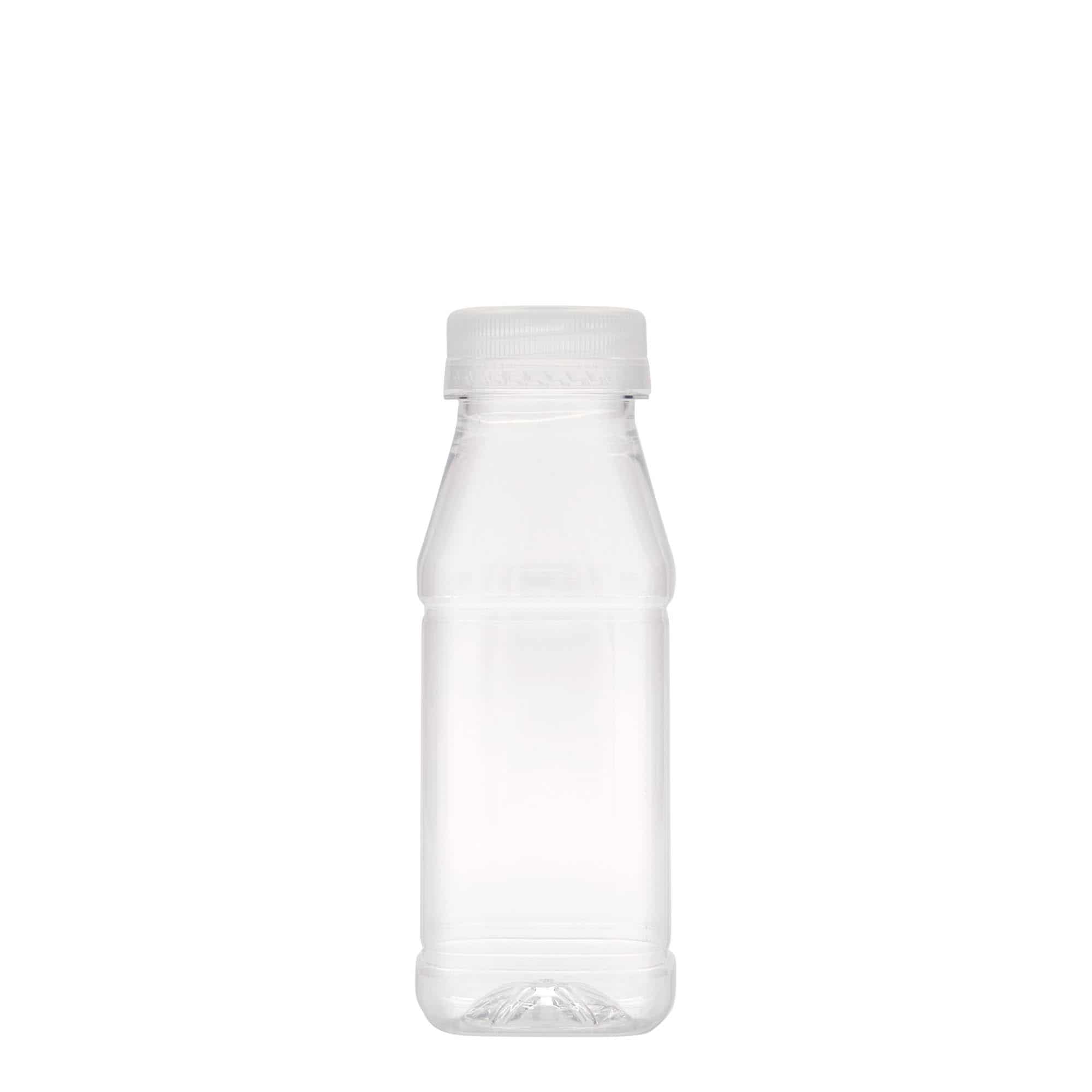 250 ml PET-flaske 'Milk and Juice Carré', kvadratisk, plast, åbning: 38 mm