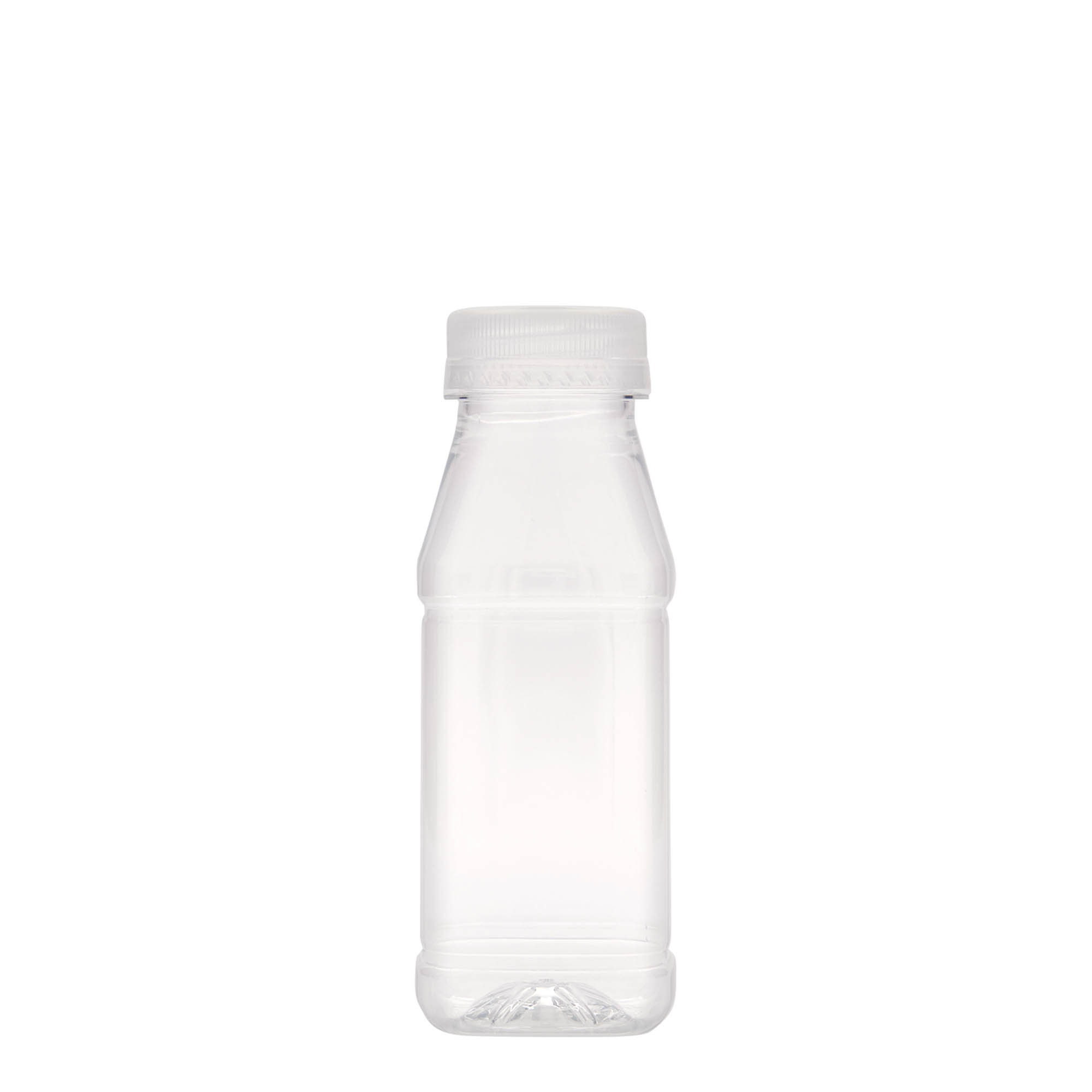250 ml PET-flaske 'Milk and Juice Carré', firkantet, plastik, åbning: 38 mm