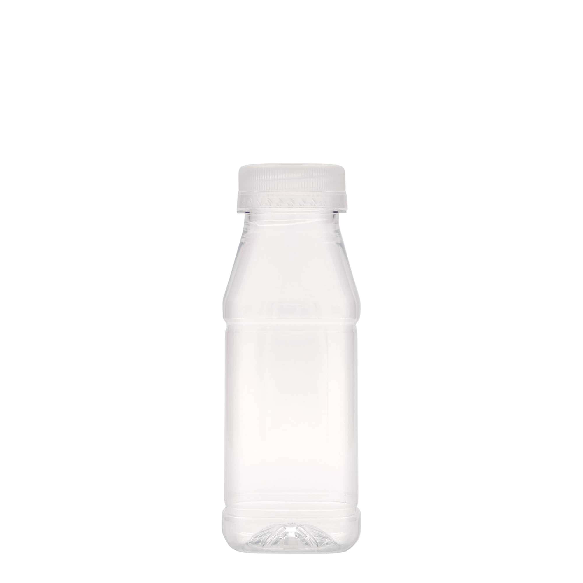 250 ml PET-flaske »Milk and Juice Carré«, firkantet, plastik, åbning: 38 mm