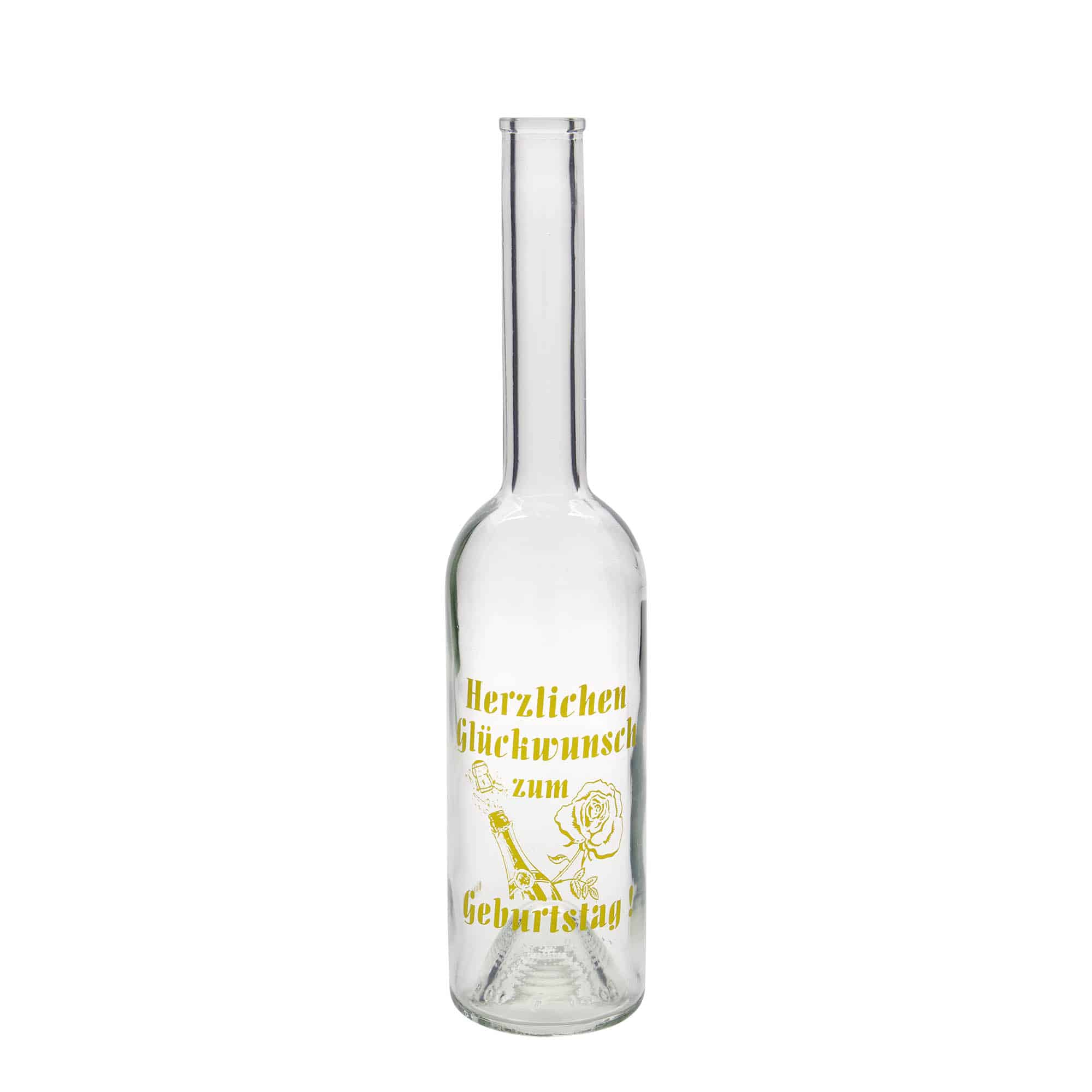 500 ml glasflaske 'Opera', motiv: Fødselsdagsflaske, åbning: Kork 500 ml glasflaske 'Opera', motiv: Fødselsdagsflaske, åbning: Kork