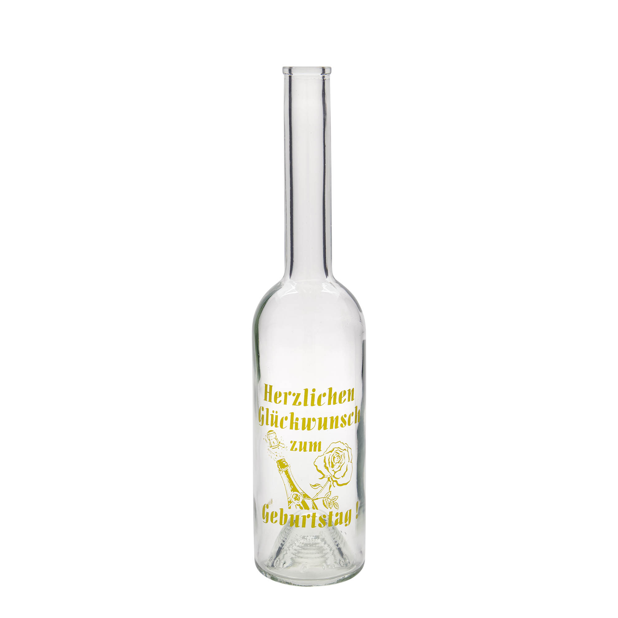 500 ml glasflaske 'Opera', motiv: fødselsdagsflaske, munding: prop 500 ml glasflaske 'Opera', motiv: fødselsdagsflaske, munding: prop