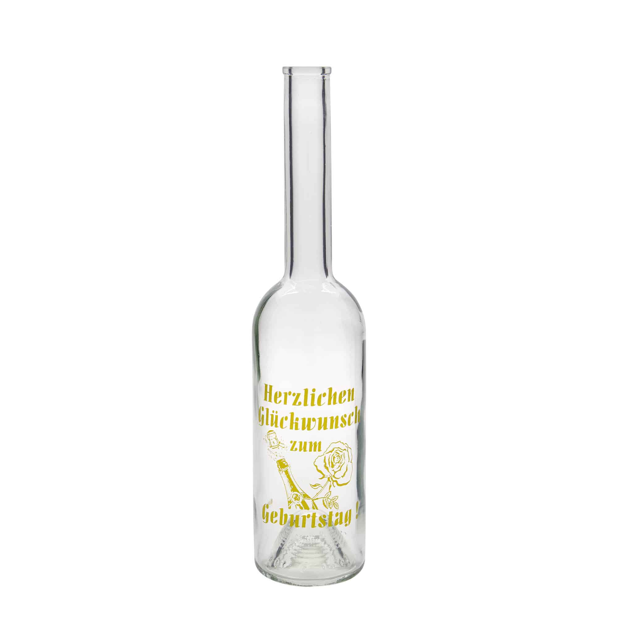 500 ml glasflaske 'Opera', motiv: fødselsdagsflaske, munding: prop