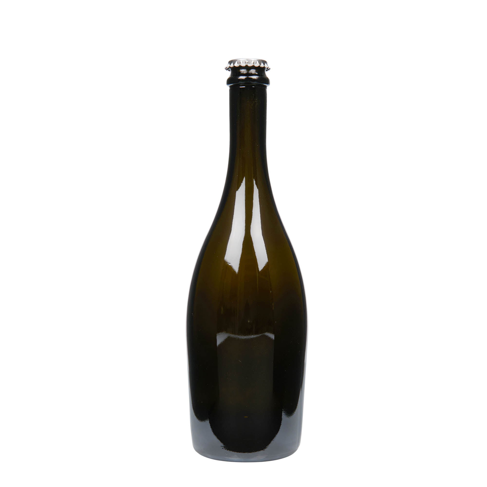 750 ml sektflaske 'Carmen', glas, antikgrøn, munding: kapsel