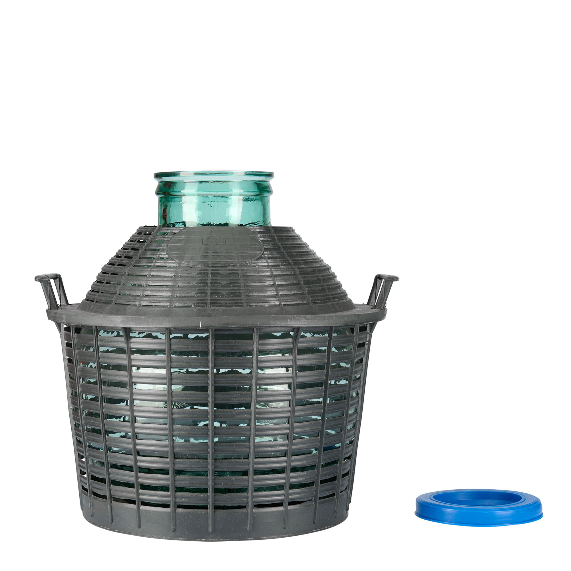 20 l ballonflaske med bred hals, glas, åbning: påsætning af låg 20 l ballonflaske med bred hals, glas, åbning: påsætning af låg