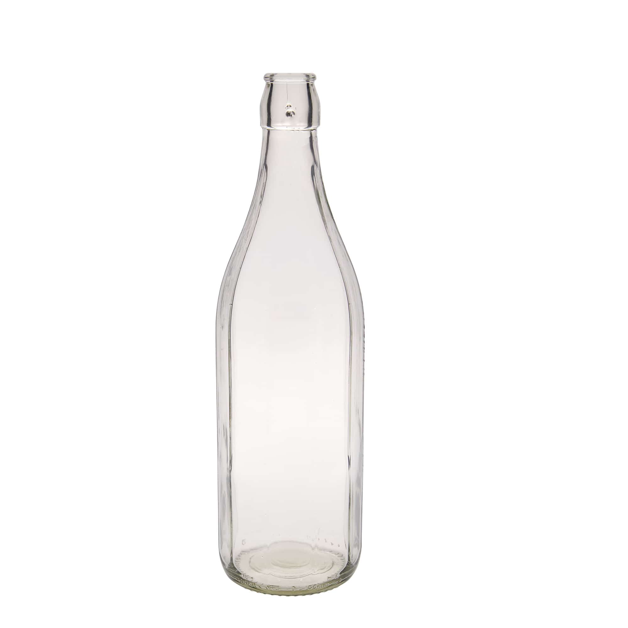 1.000 ml glasflaske 'Bravo' #, ti-kantet, munding: låseklips