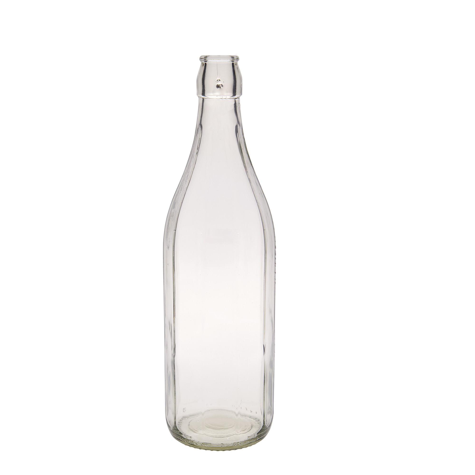 1.000 ml glasflaske 'Bravo' #, ti-kantet, munding: låseklips 1.000 ml glasflaske 'Bravo' #, ti-kantet, munding: låseklips