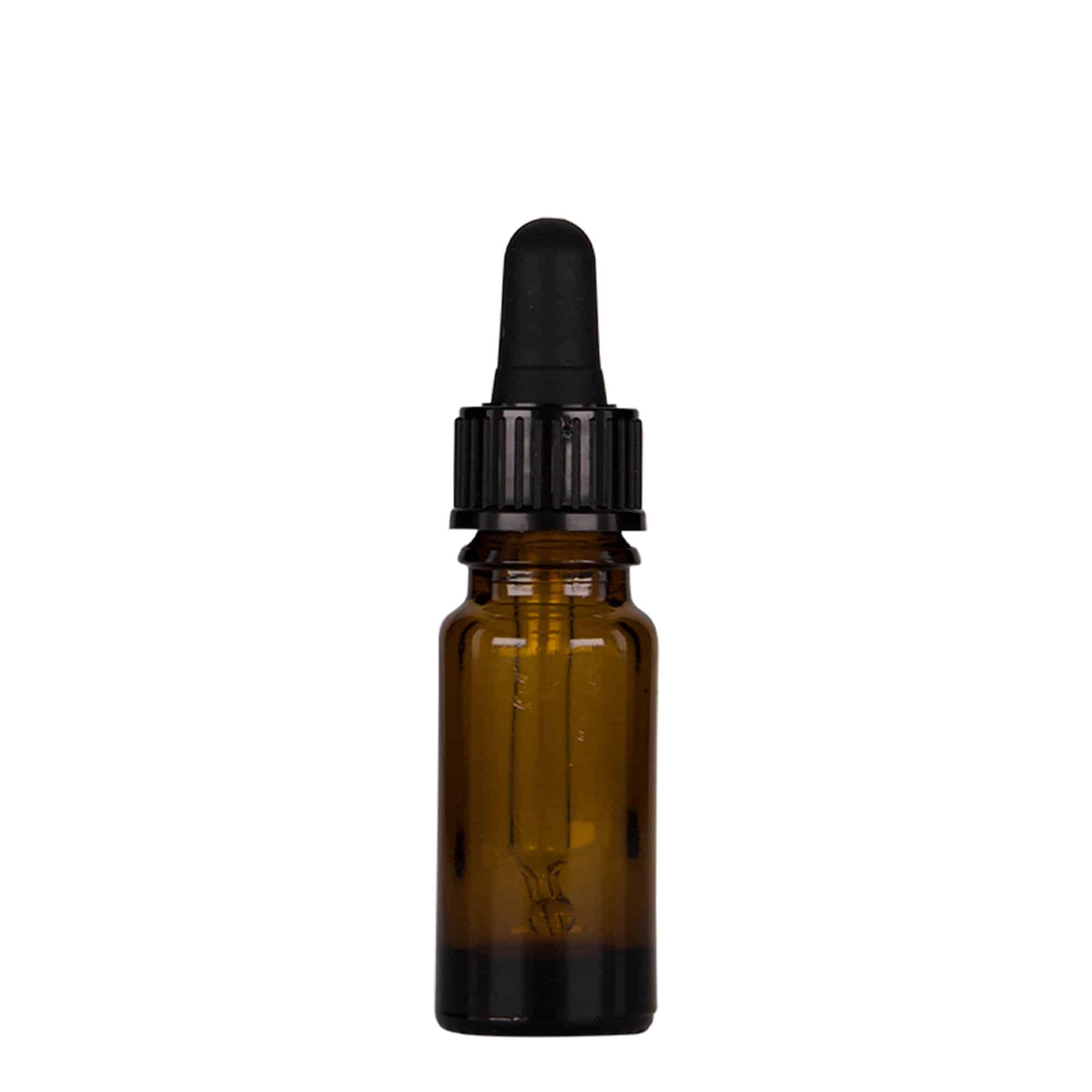 10 ml pipetteflaske medicin, glas, brun-sort, åbning: DIN 18