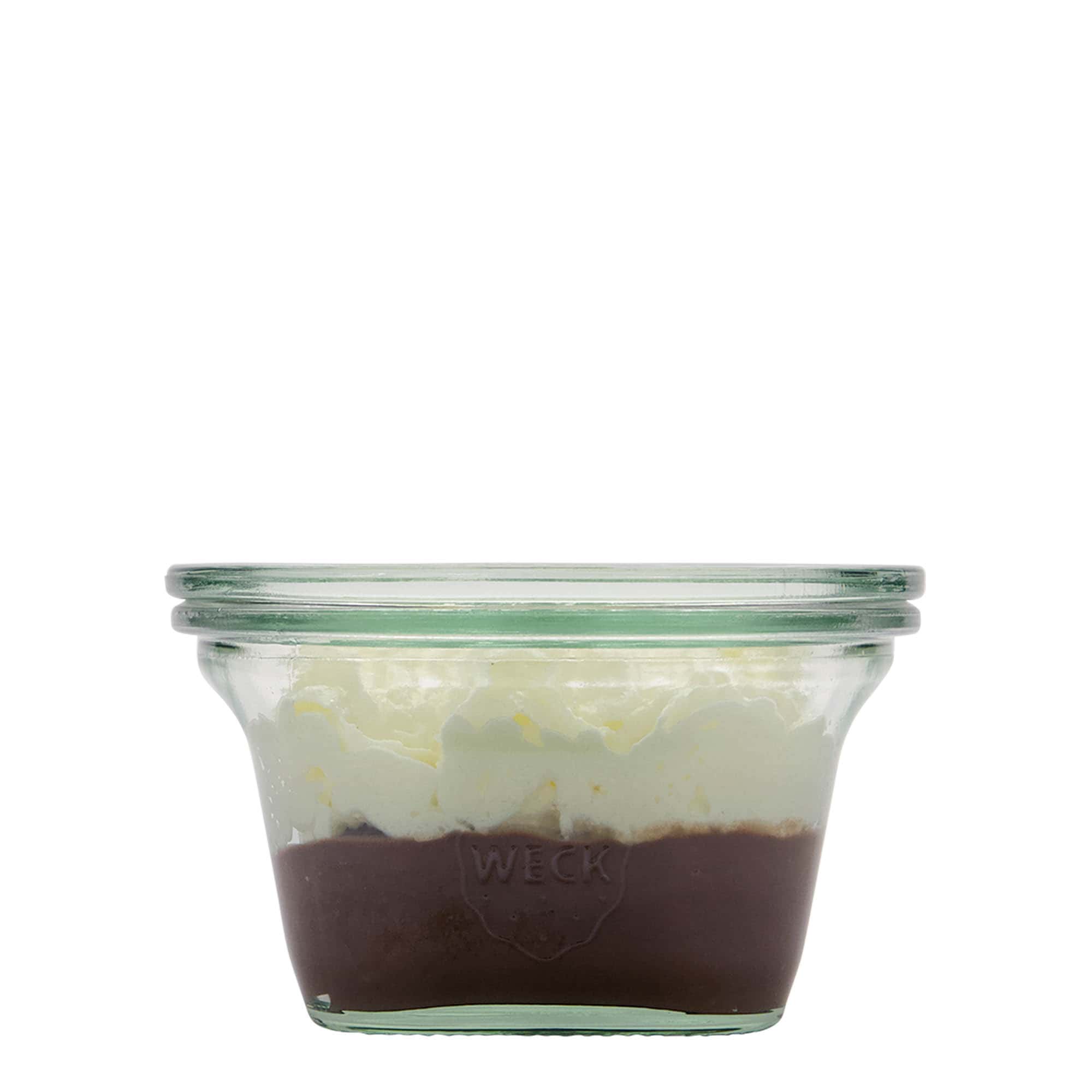 290 ml WECK-Quadroglas, firkantet, åbning: rund kant