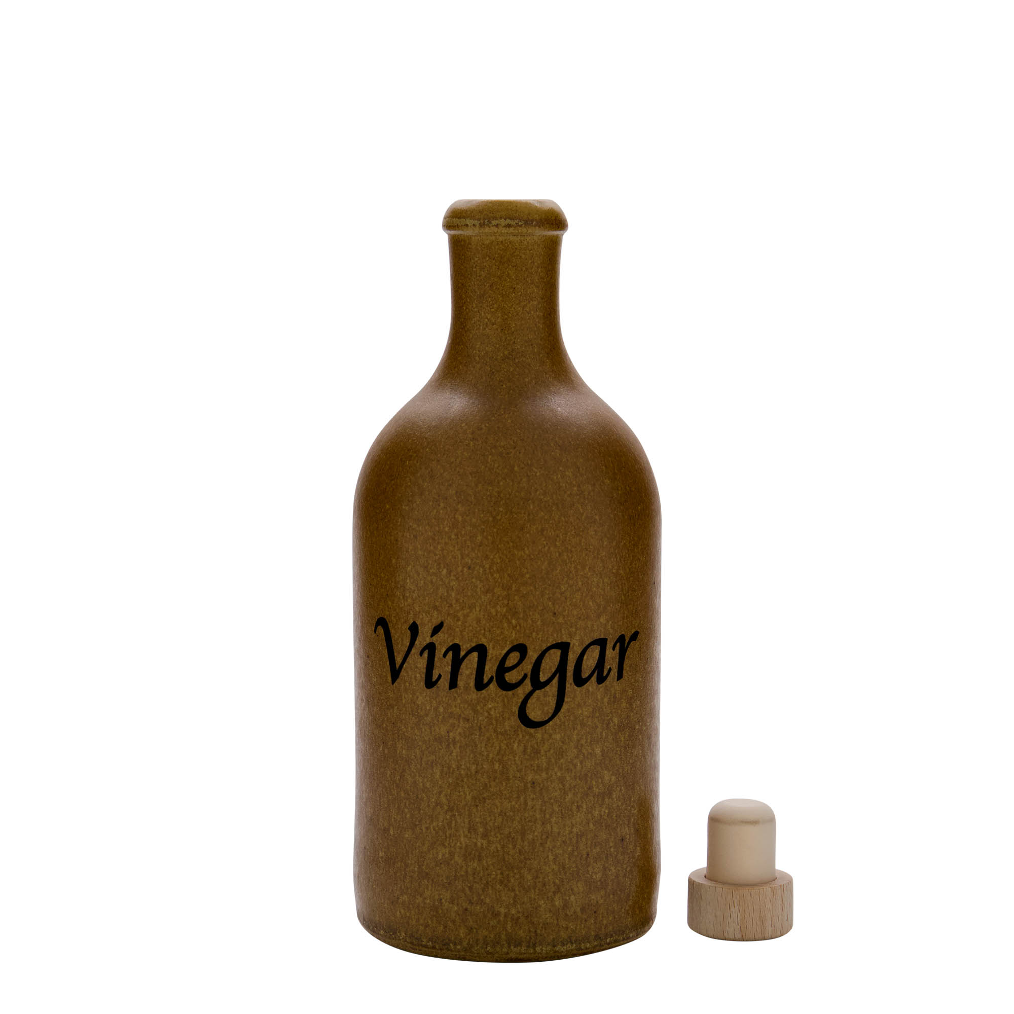500 ml Tonkrukke, motiv: Eddike, stentøj, brun-krystal, munding: kork 500 ml Tonkrukke, motiv: Eddike, stentøj, brun-krystal, munding: kork