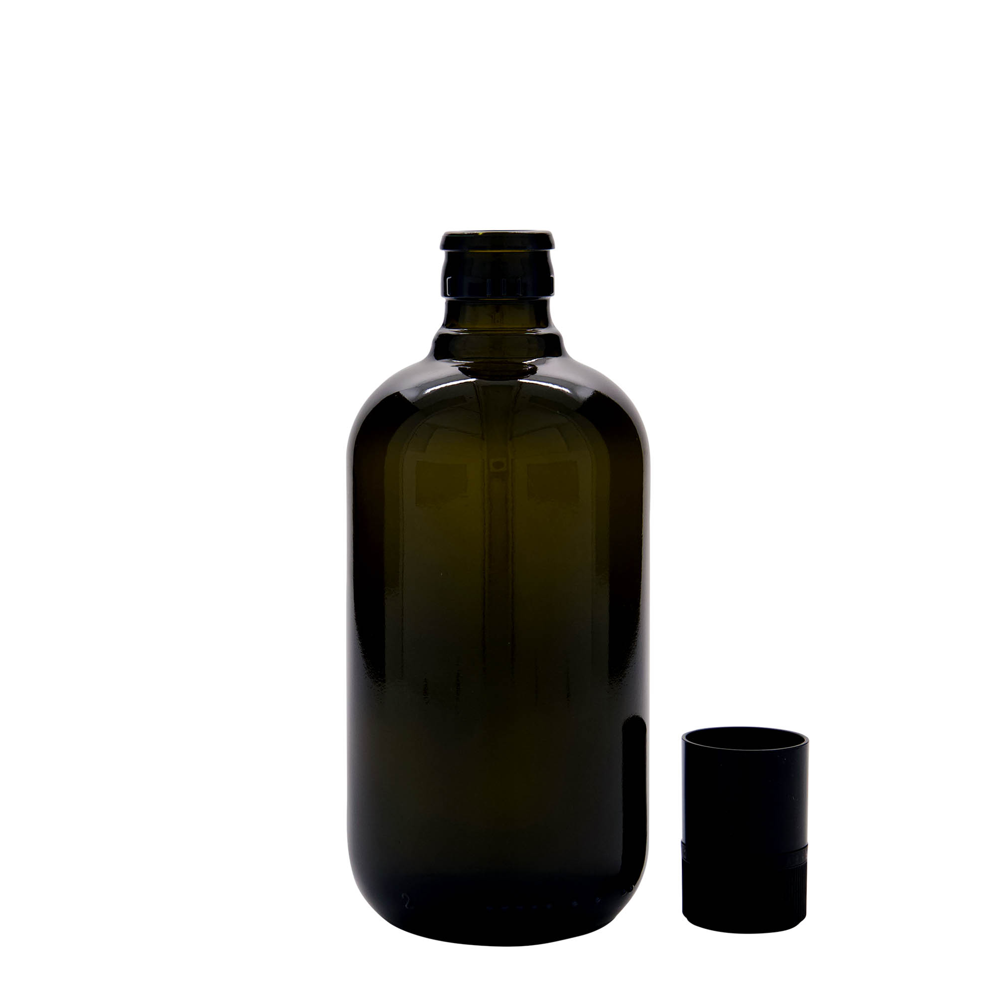 500 ml eddike-/olieflaske 'Biolio', glas antikgrøn, munding: DOP