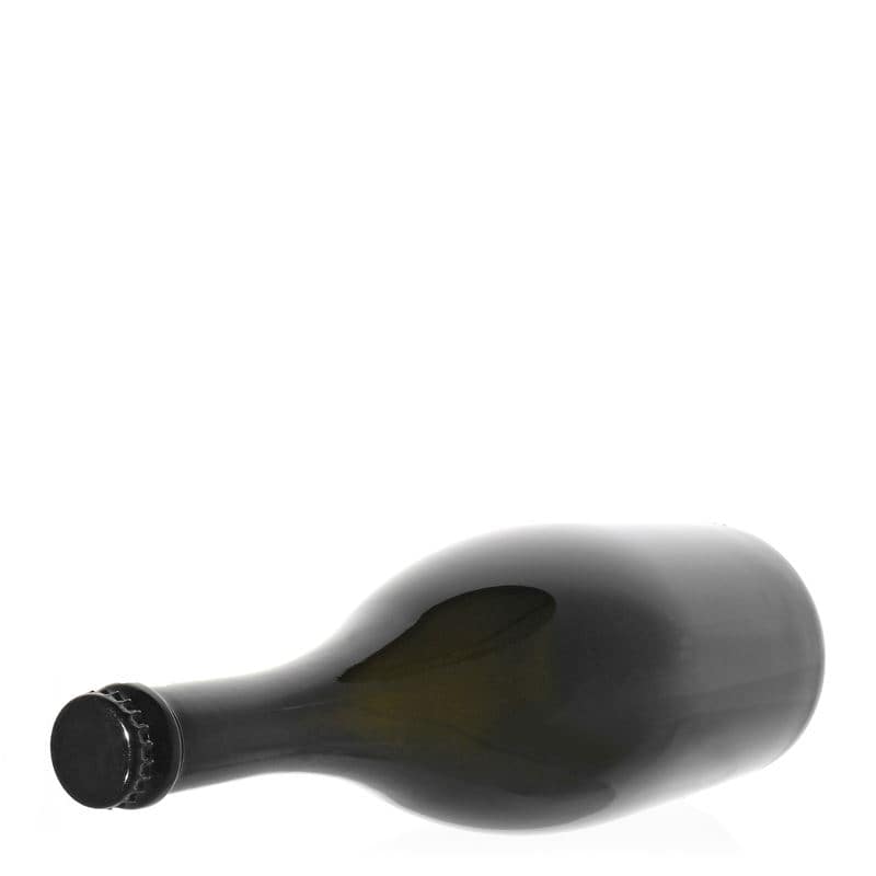 750 ml champagneflaske 'Carmen', glas, antikgrøn, åbning: Kronekapsel