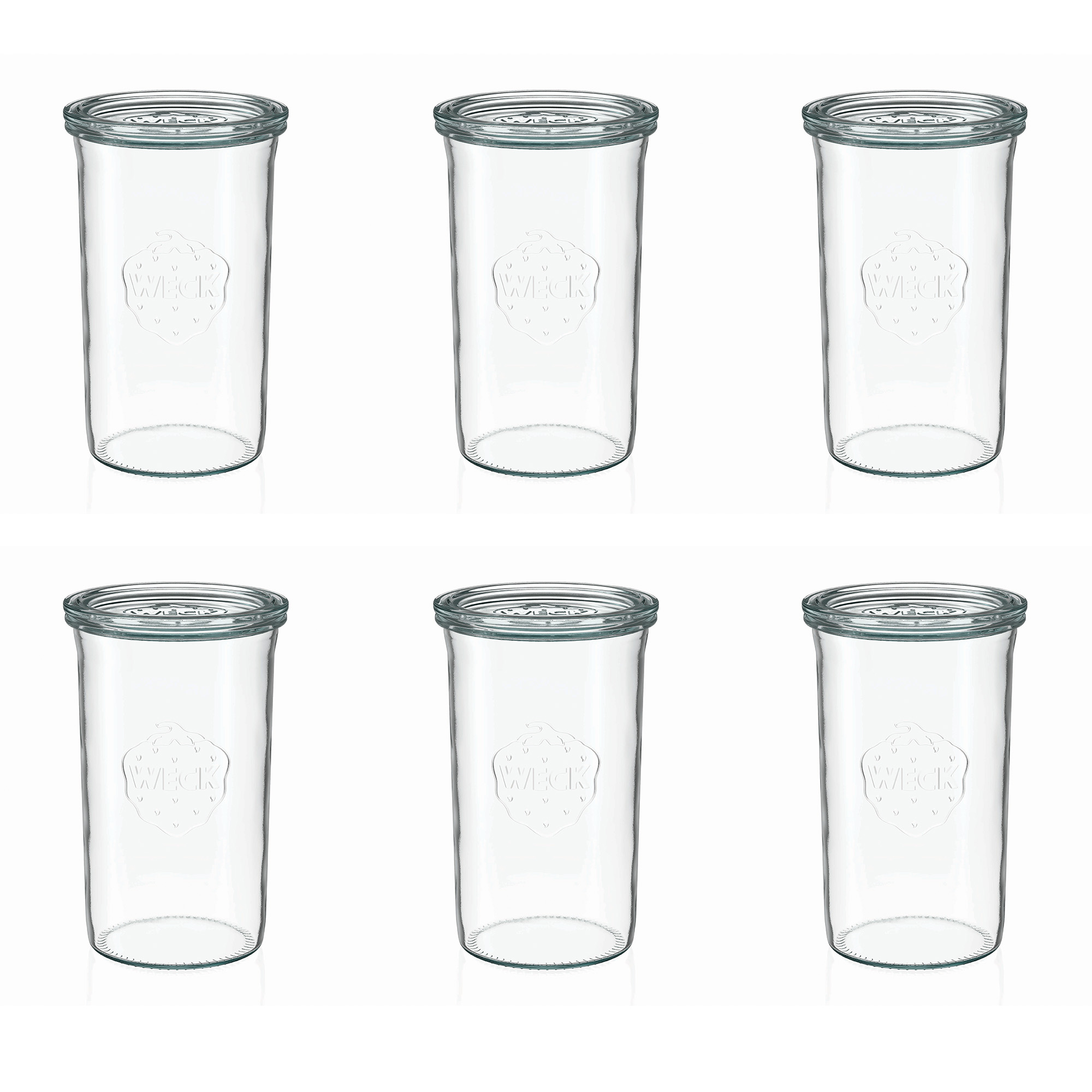 6x 1000 ml WECK-sturzgas med glaslåg RR 100