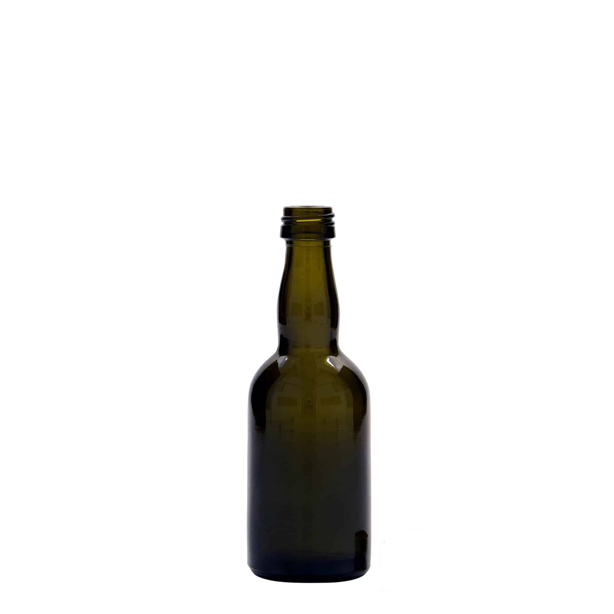 50 ml glasflaske 'Proba', antikgrøn, åbning: PP 18 50 ml glasflaske 'Proba', antikgrøn, åbning: PP 18