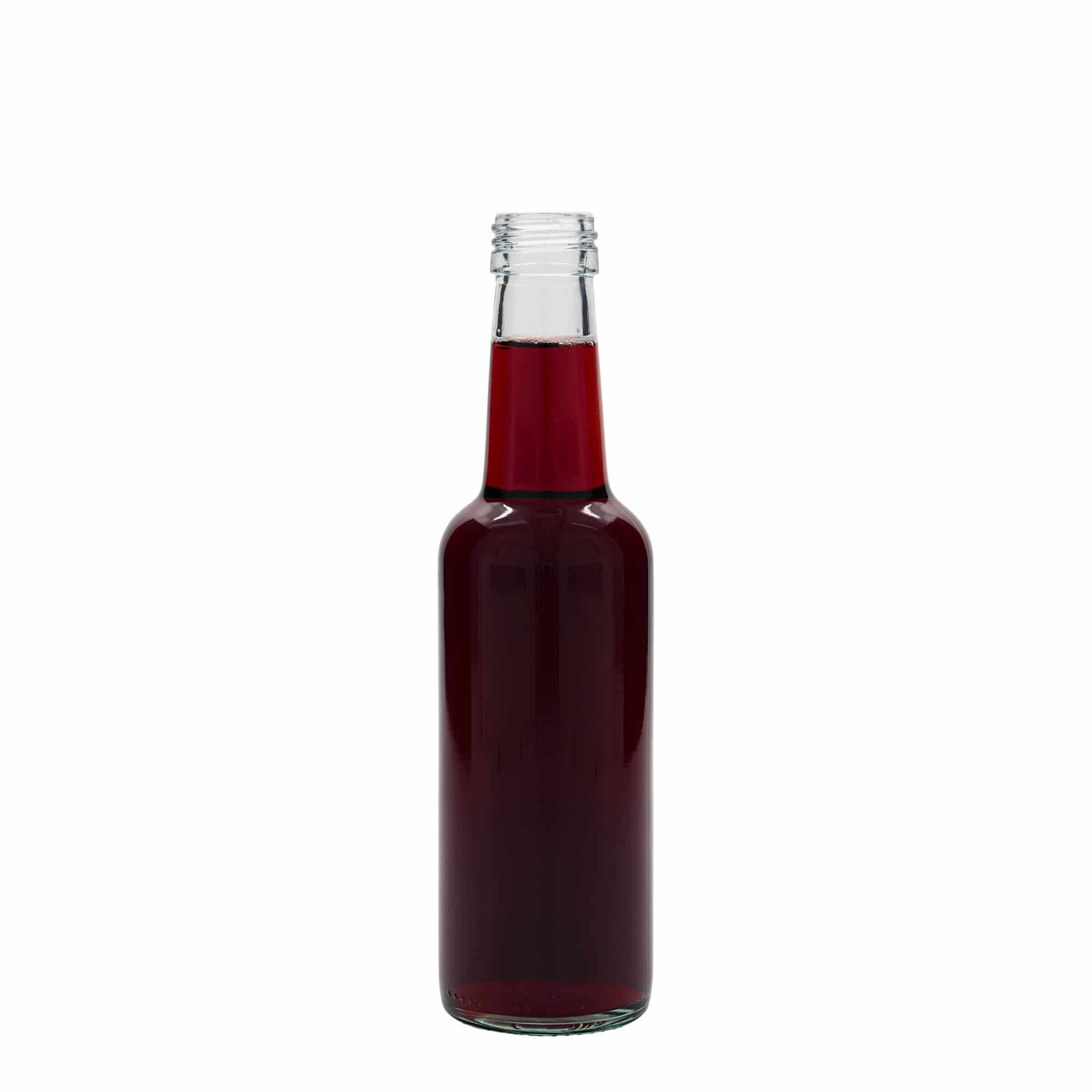 250 ml glasflaske med lige hals, åbning: PP 28 250 ml glasflaske med lige hals, åbning: PP 28