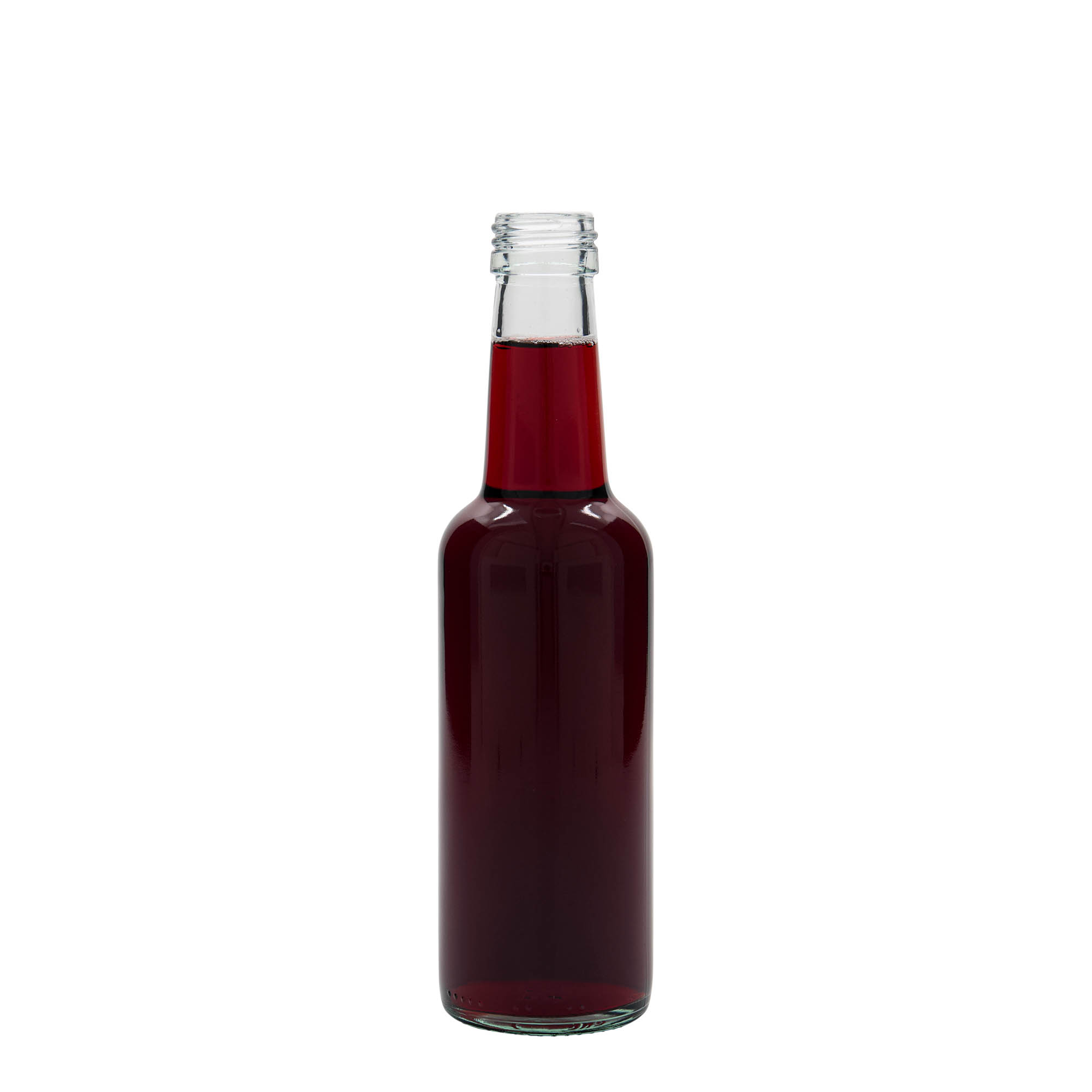 250 ml glasflaske med lige hals, åbning: PP 28 250 ml glasflaske med lige hals, åbning: PP 28